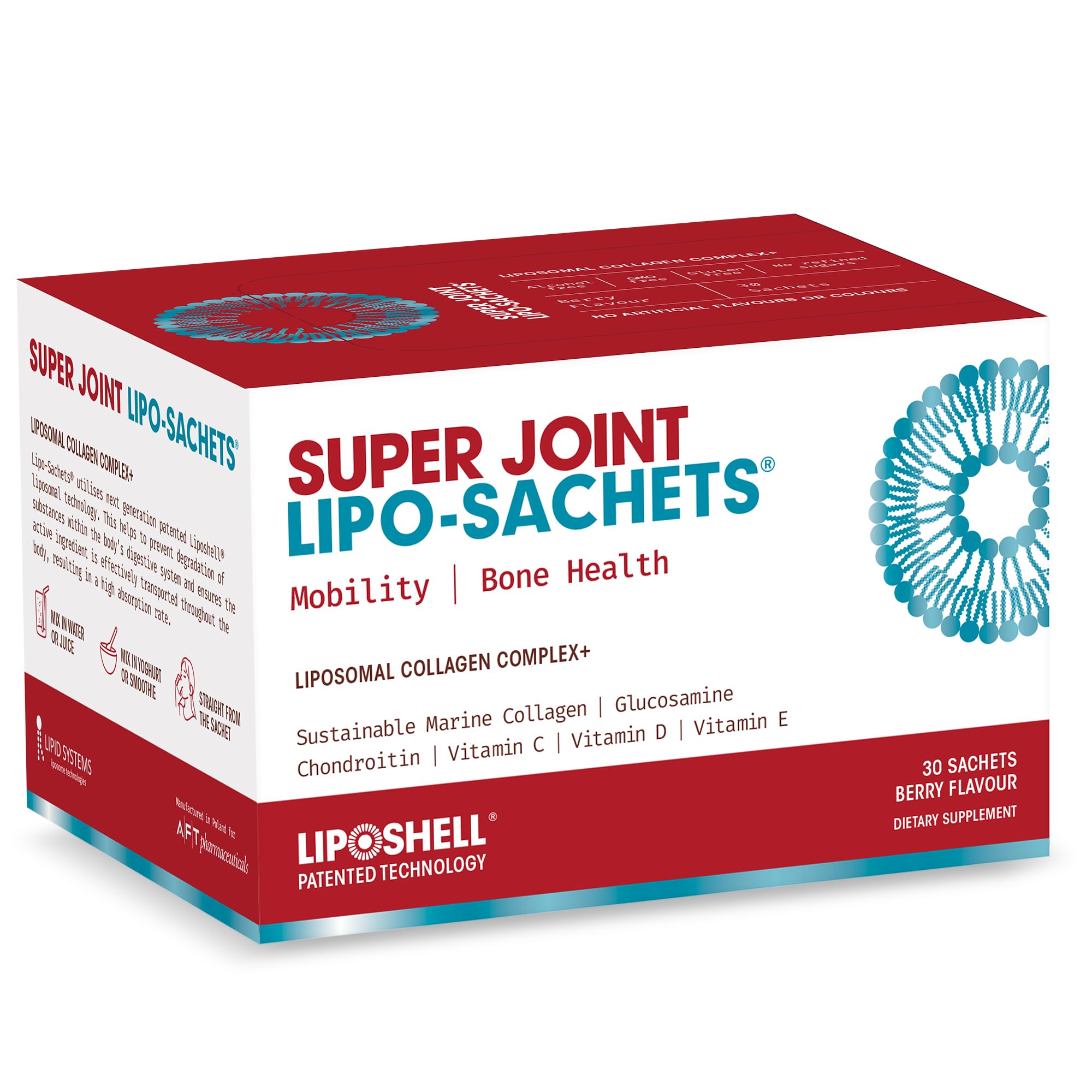 AFT Pharmaceuticals Super Joint liposomales, botella de colágeno para articulaciones y movilidad.