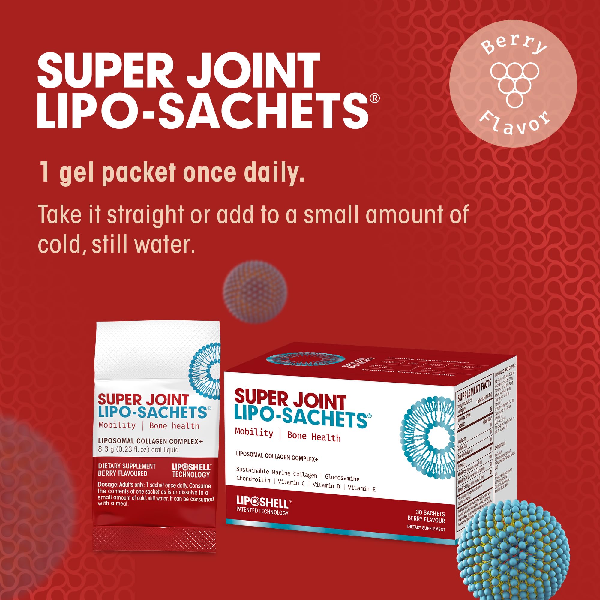 AFT Pharmaceuticals Super Joint liposomales, enfoque en articulaciones y cartílago saludable.