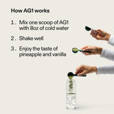 AG1 cap close-up shows airtight packaging to keep freshness.
