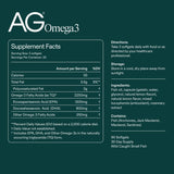 Etiqueta de AG1 Omega3 muestra pureza y origen