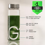 AG1 serving glass with powder highlights refreshing pineapple-vanilla taste.