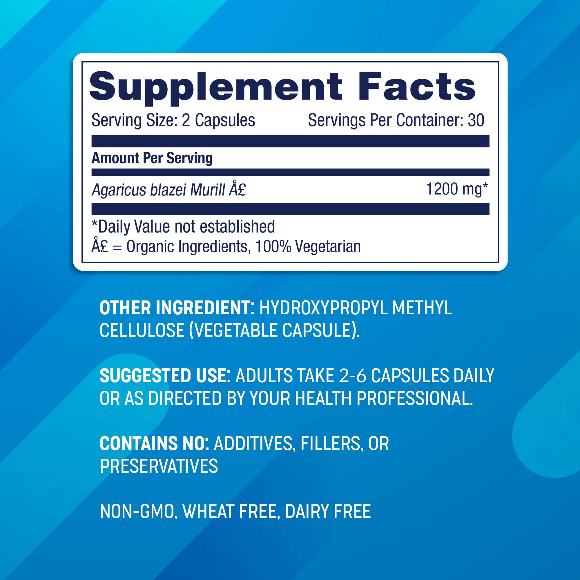 Uso diario de Agaricus Bio 600 mg para apoyo general