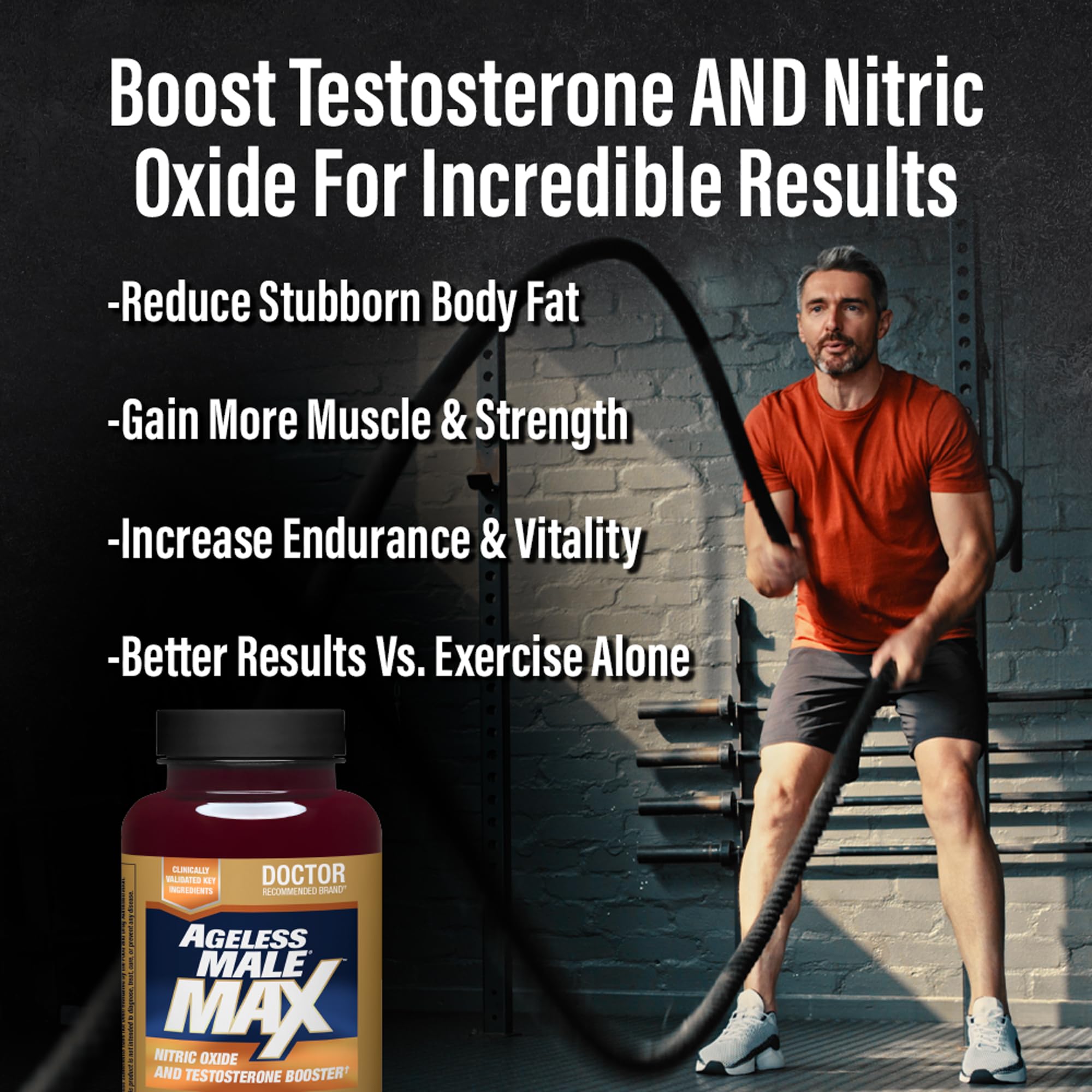 Enfoque en mayor masa muscular con Ageless Male Max.