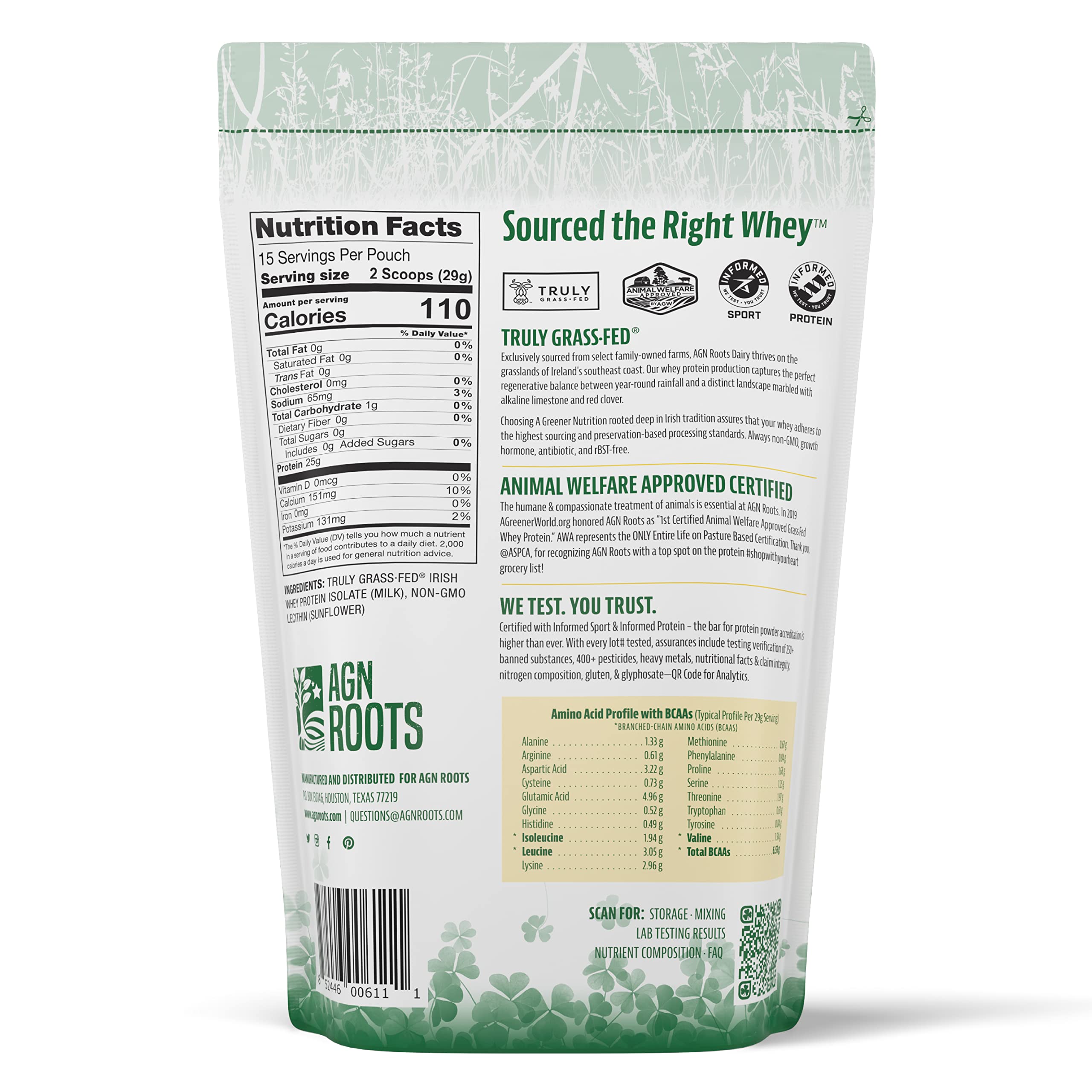 Proteína AGN Roots sin sabor, polvo neutro para mezclas