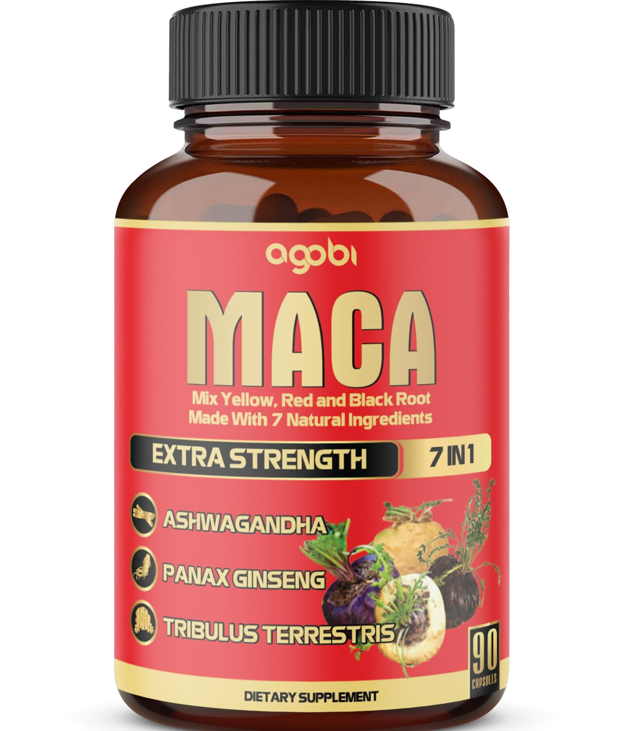 Cápsulas de maca Agobi en frasco para energía diaria