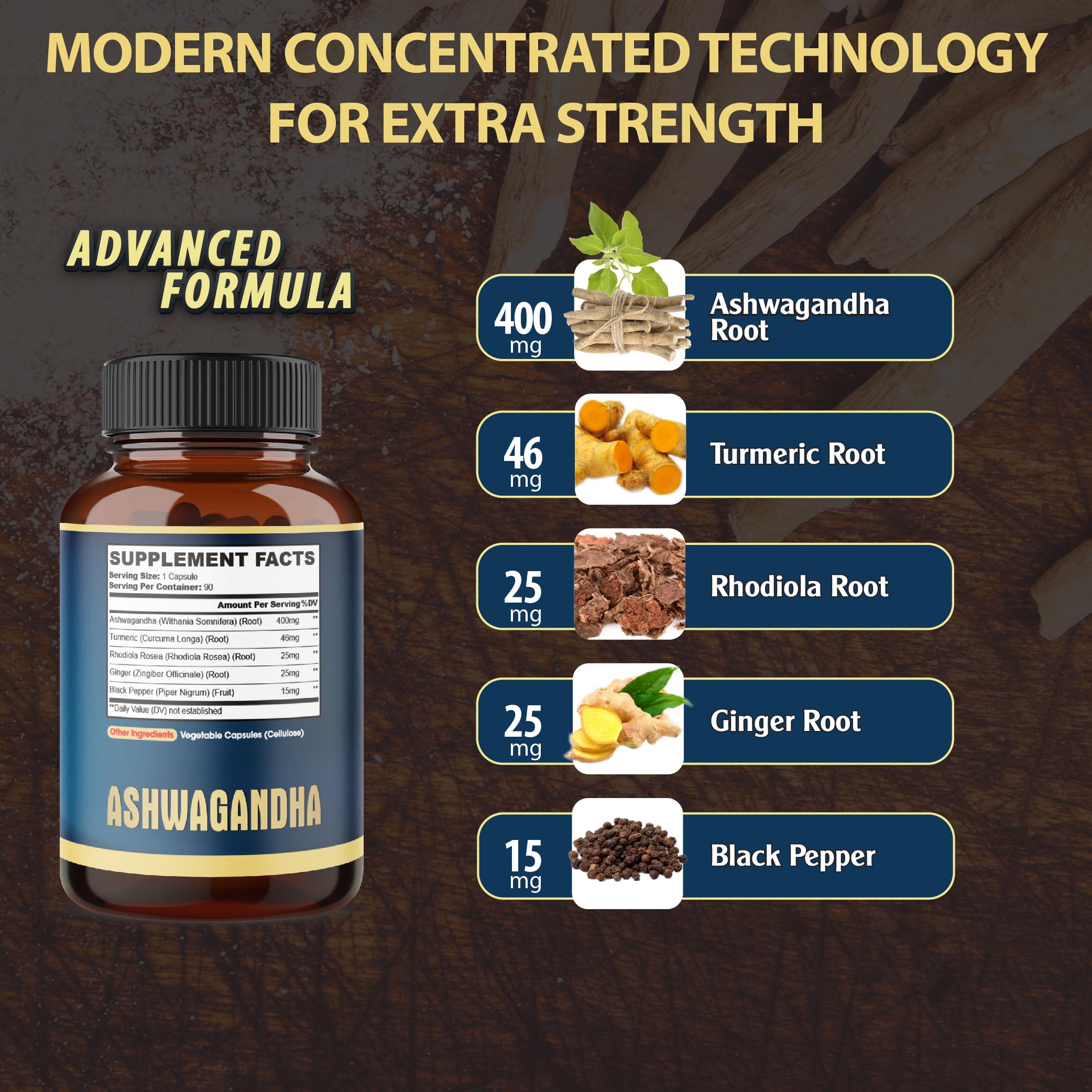 Mezcla 5en1 de Agobi: jengibre, cúrcuma y Rhodiola para bienestar