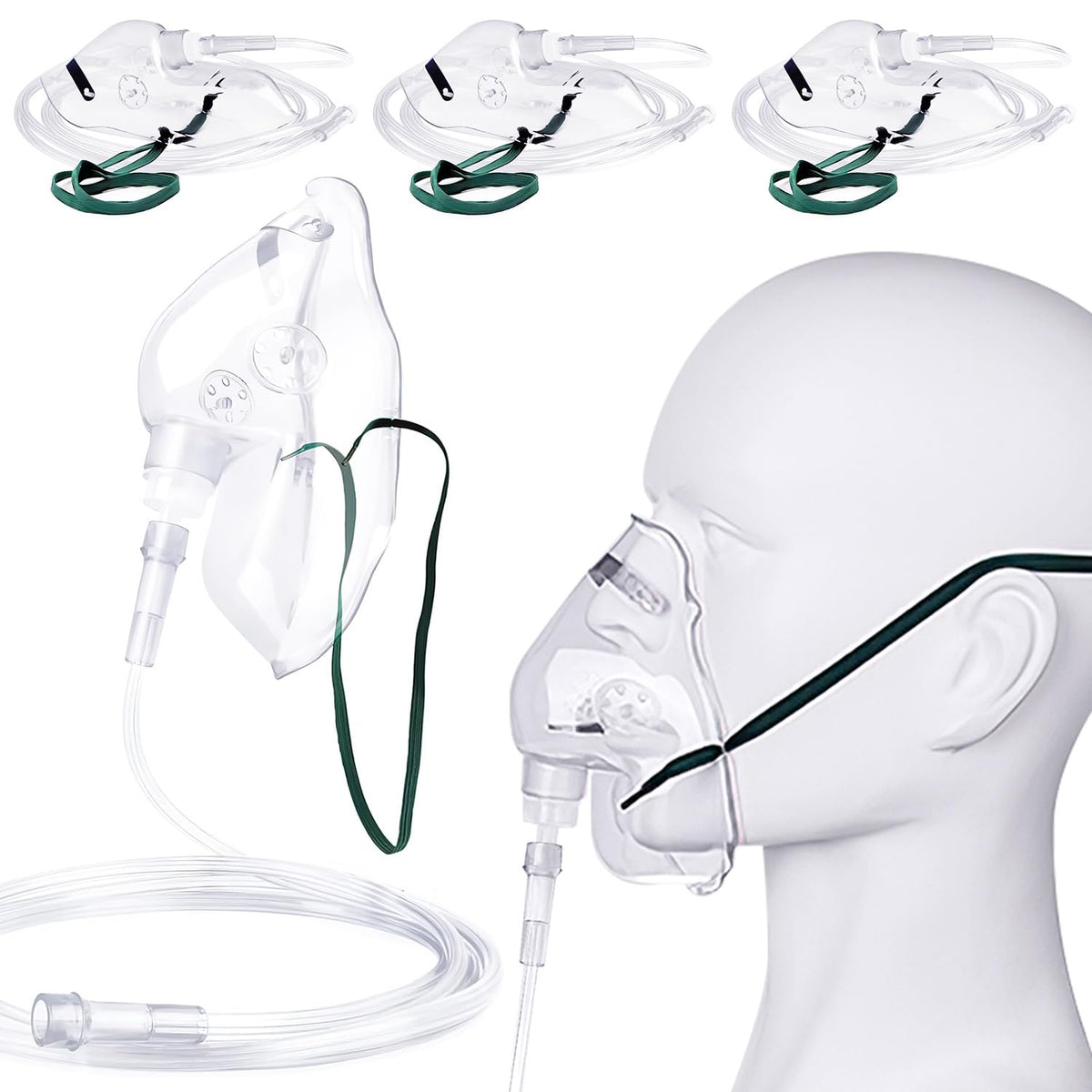 Agooteam máscara de oxígeno para adulto con tubo de 7 pies, diseño claro y cómodo.