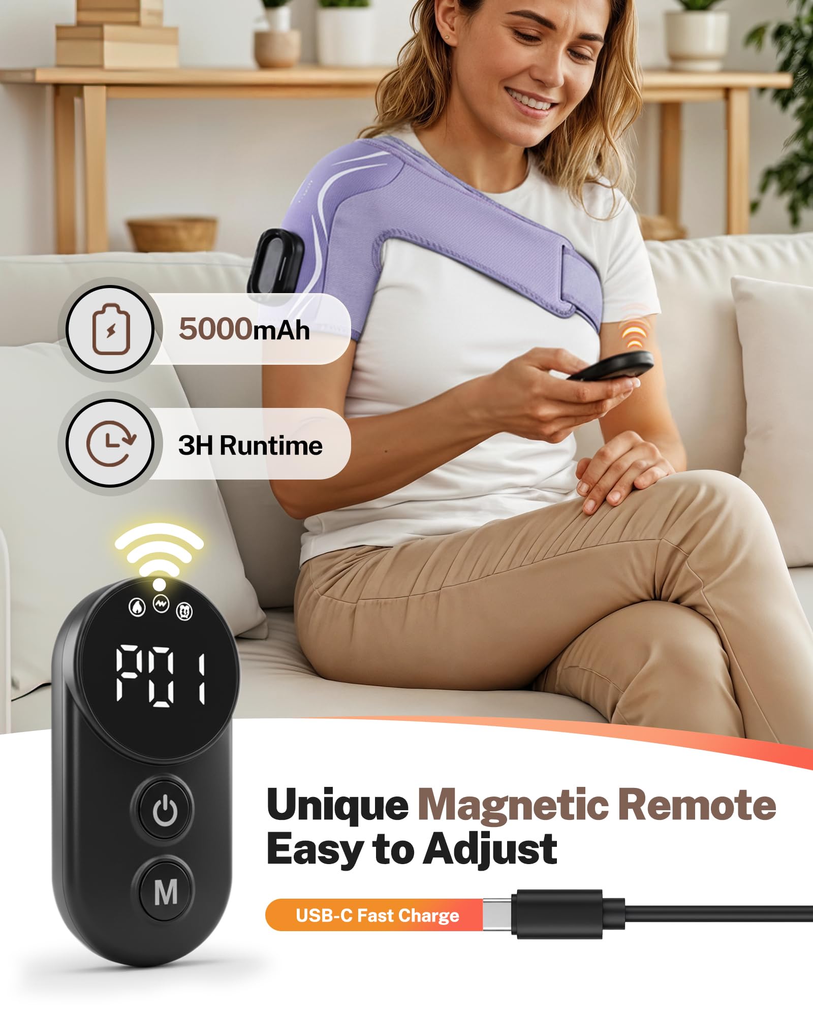 AGPTEK control remoto magnético desmontable facilita ajustar la sesión desde cerca