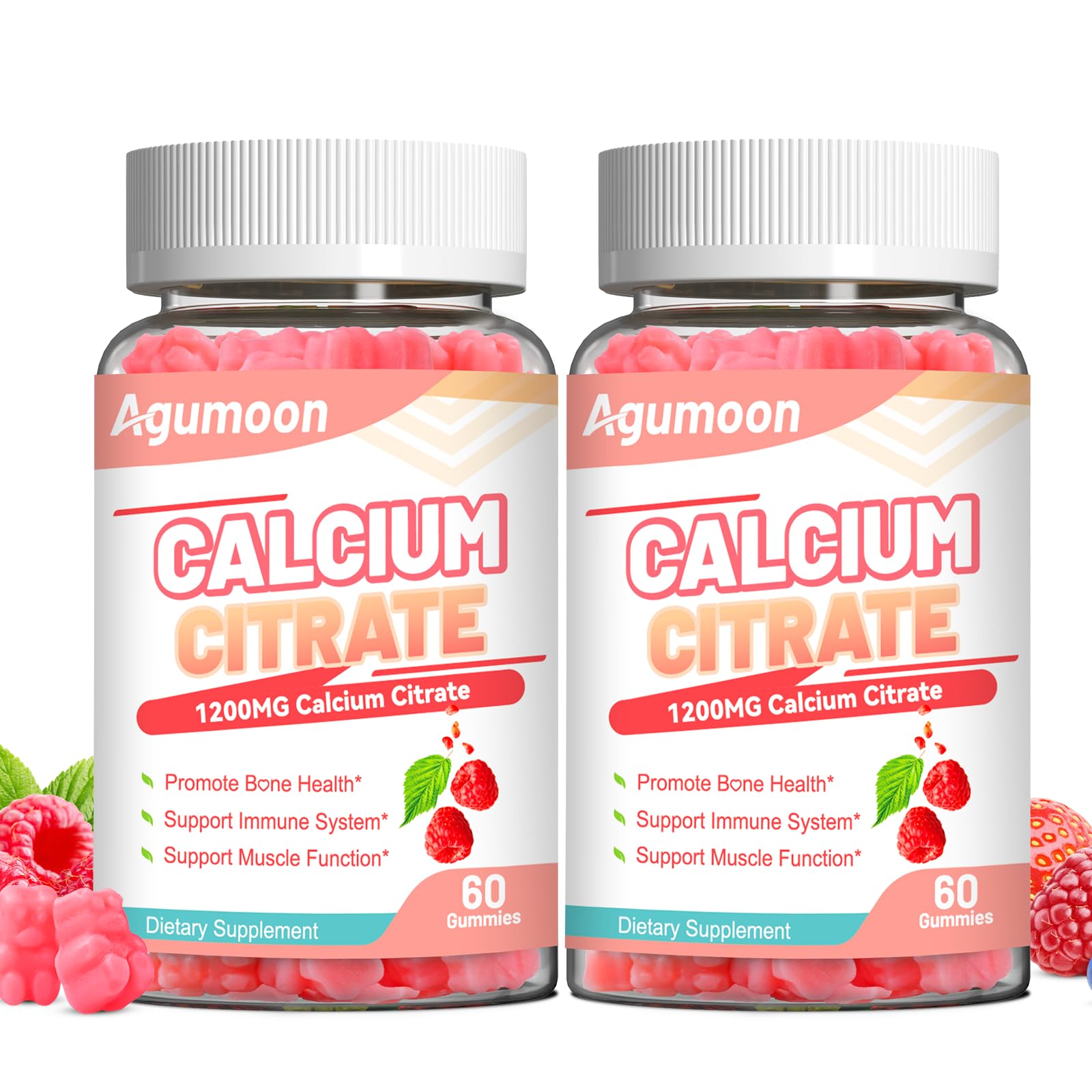 Gominolas Agumoon calcio citrato 1200mg frambuesa: absorción alta y sabor agradable
