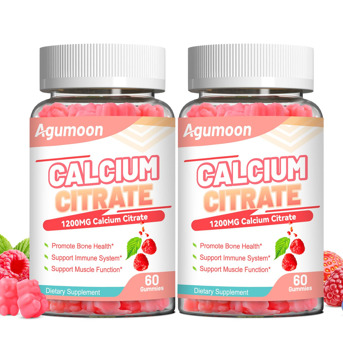 Gominolas Agumoon calcio citrato 1200mg frambuesa: absorción alta y sabor agradable