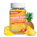 Agumoon Magnesio Complejo gomitas piña en bote, sabor tropical para uso diario cómodo.