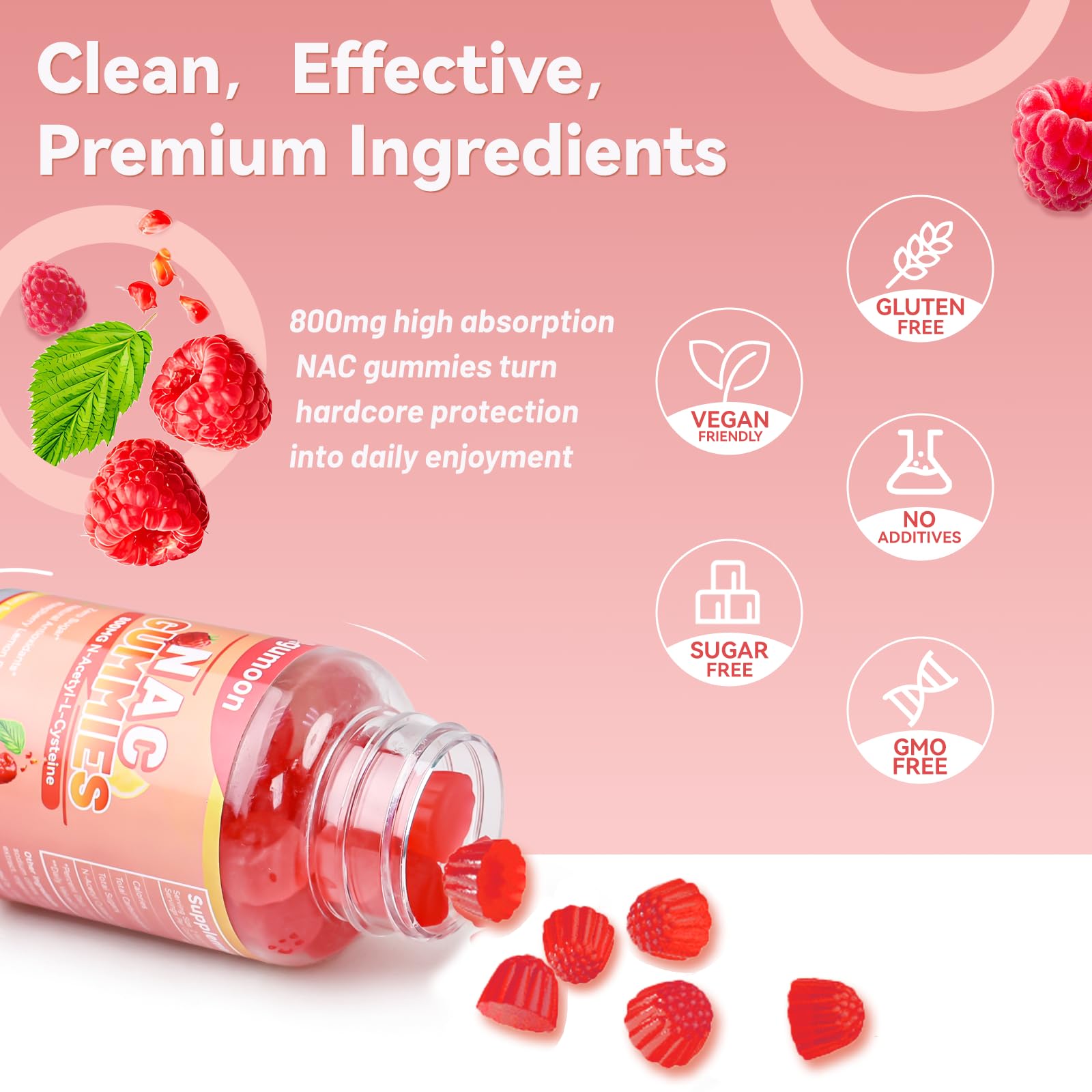 Etiqueta Agumoon NAC con información clara de ingredientes y alérgenos.