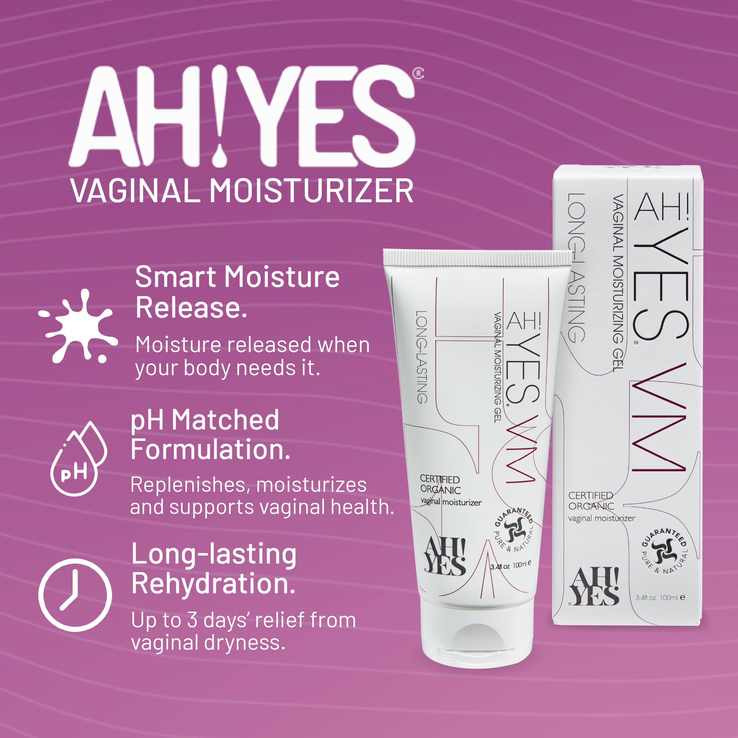 AH! YES VM envase del gel vaginal, aplicación fácil.