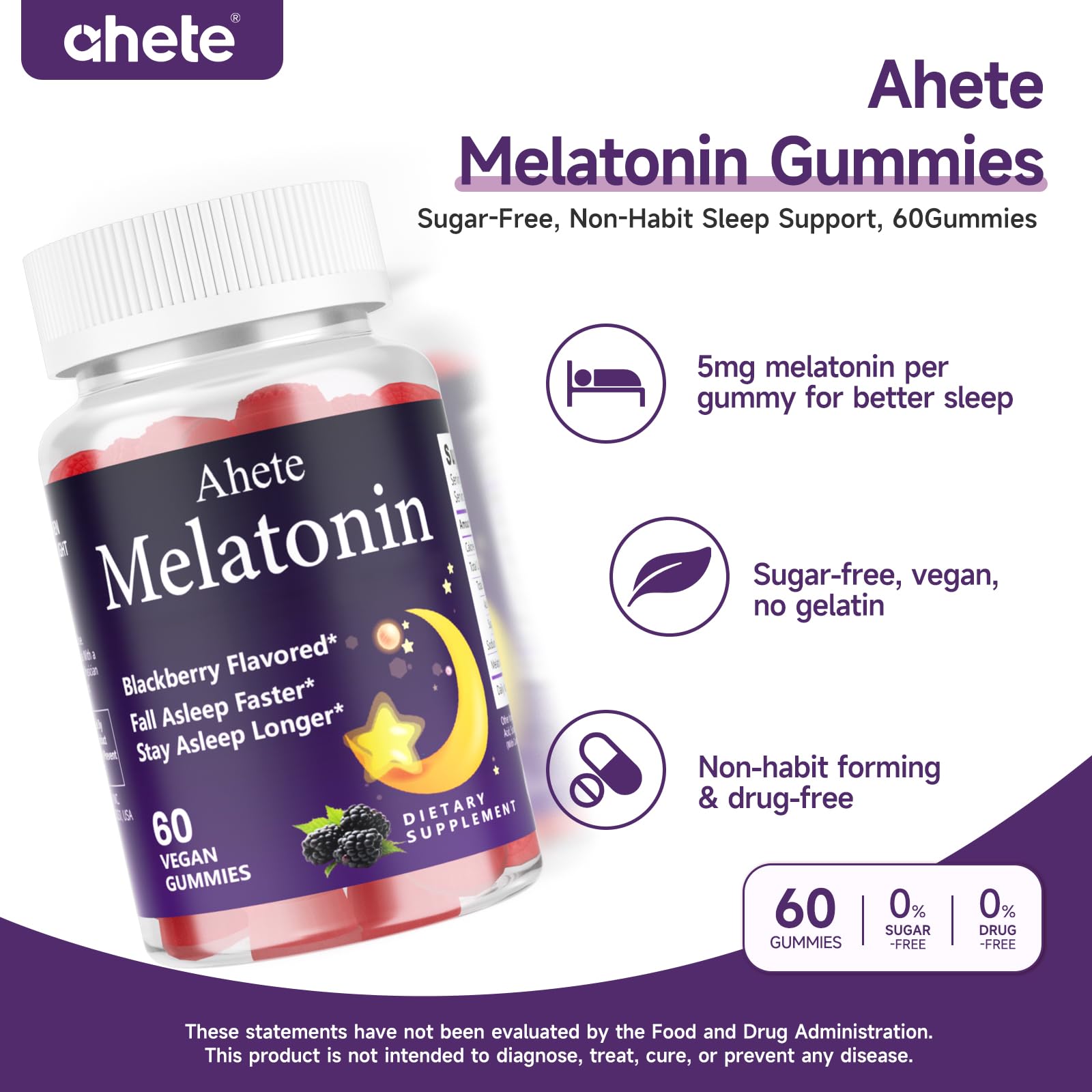 Gomitas frambuesa Ahete Melatonina, sabor agradable para un descanso placentero.