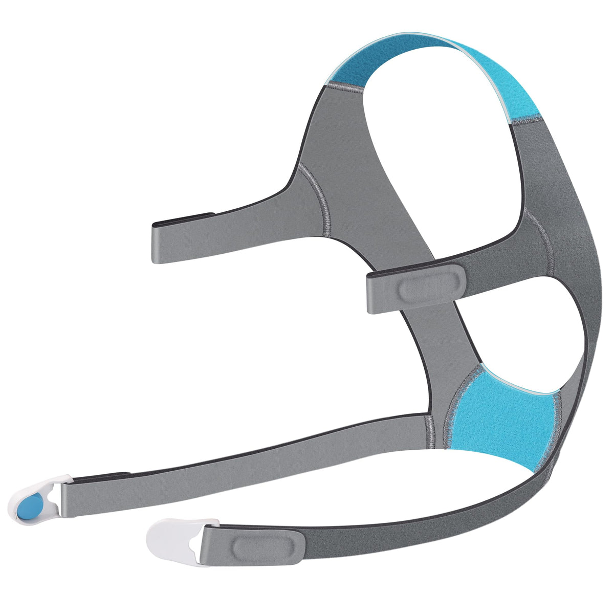 AHIYIYI CPAP headgear AirFit AirTouch F20 estandar azul con clips para ajuste estable nocturno.