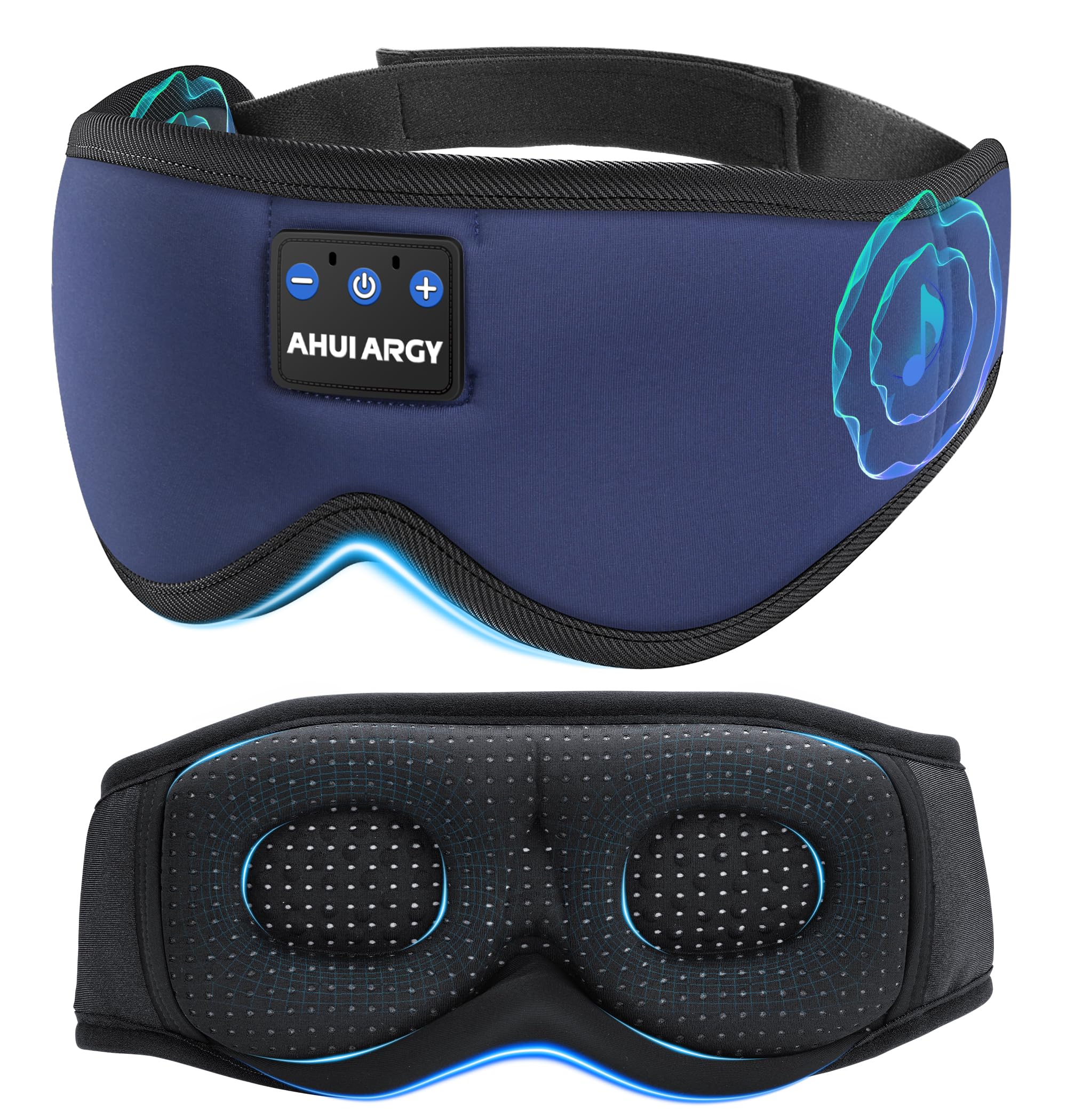 AHUIARGY antifaz seda fría con auriculares para dormir cómodo y suave