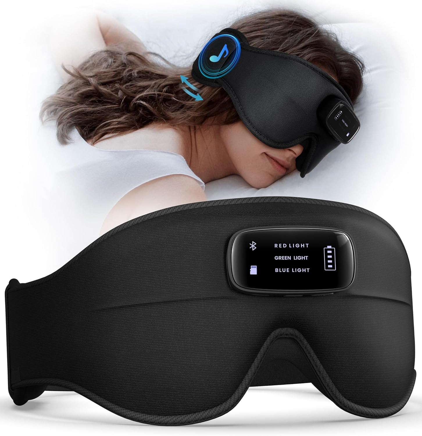 AHUIARGY máscara dormir auriculares Bluetooth para descanso cómodo y bloqueo de luz