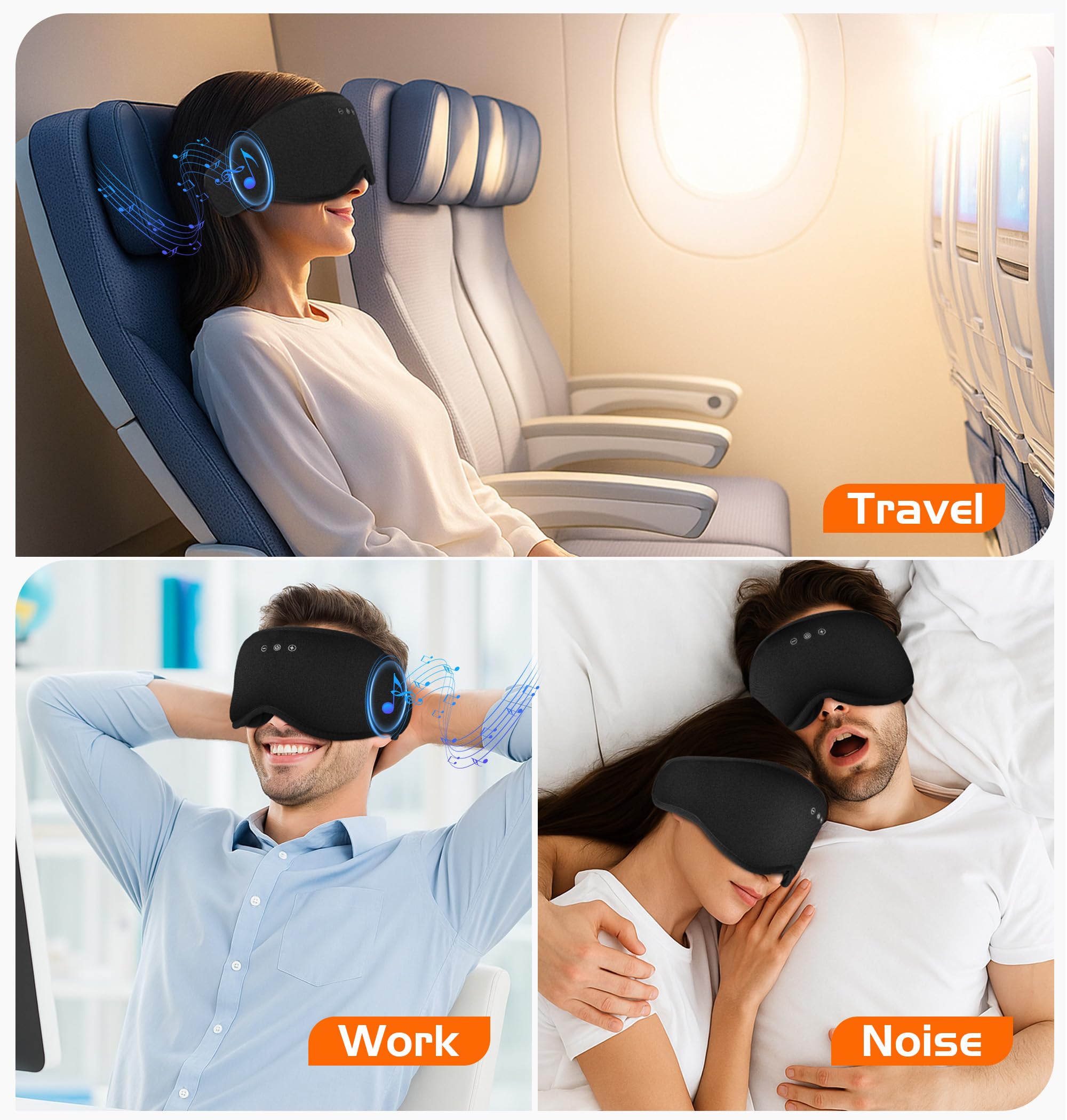AHUIARGY experiencia de relajación y meditación con máscara y auriculares.