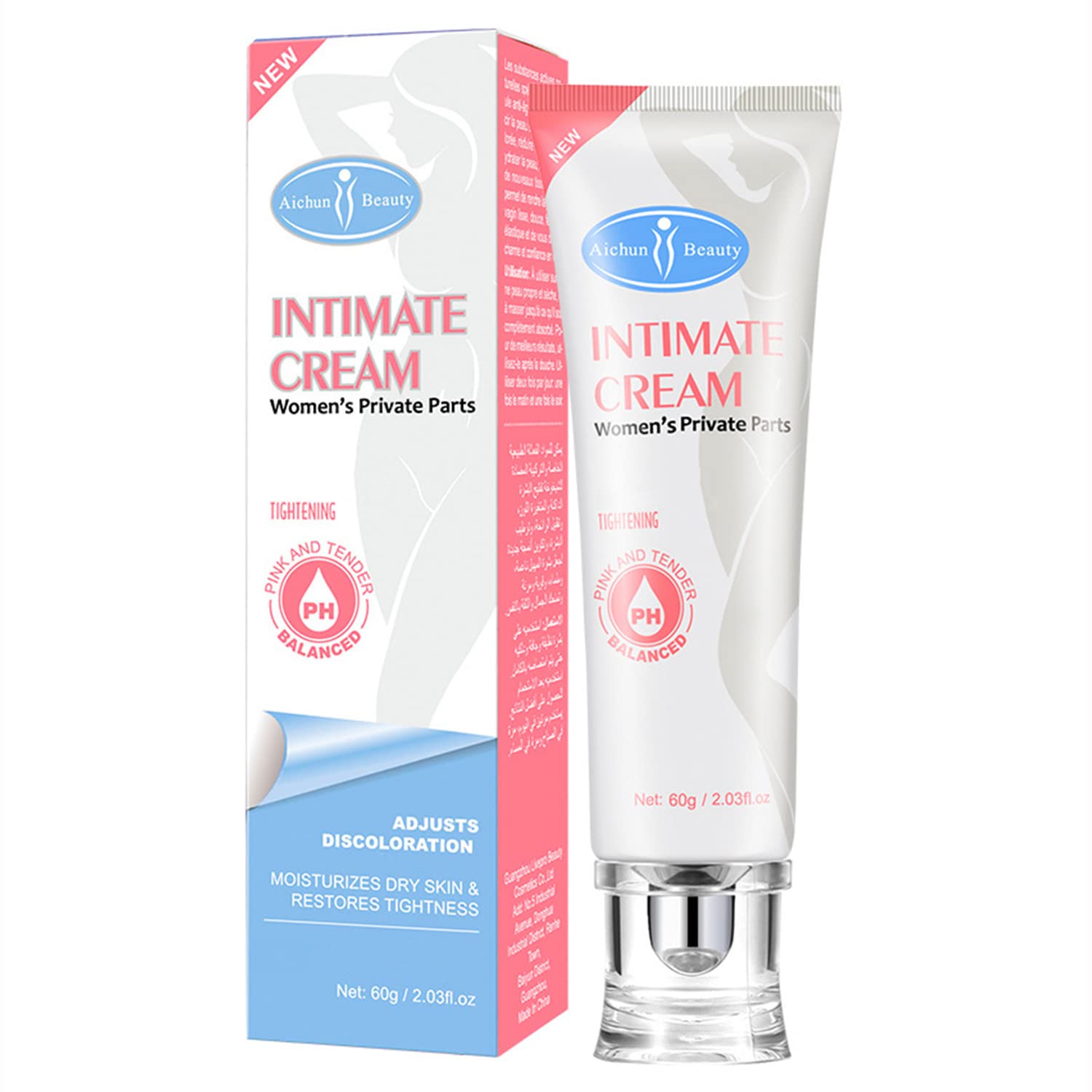 Crema íntima AICHUN BEAUTY Restore en envase de 60 g para hidratación suave.