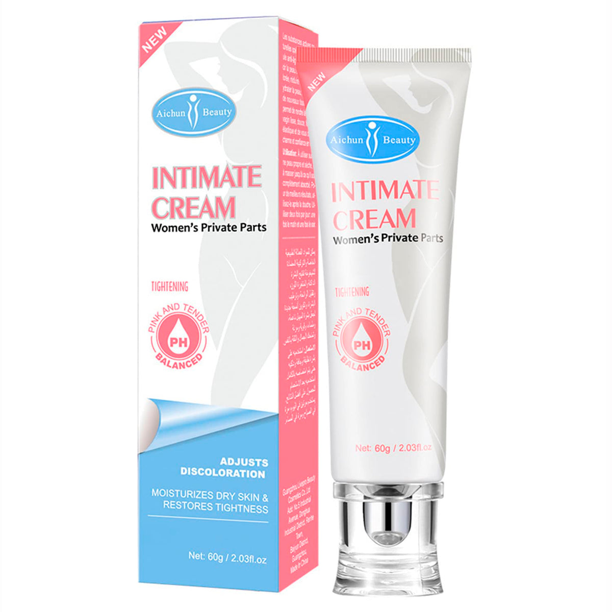 Crema íntima AICHUN BEAUTY Restore en envase de 60 g para hidratación suave.