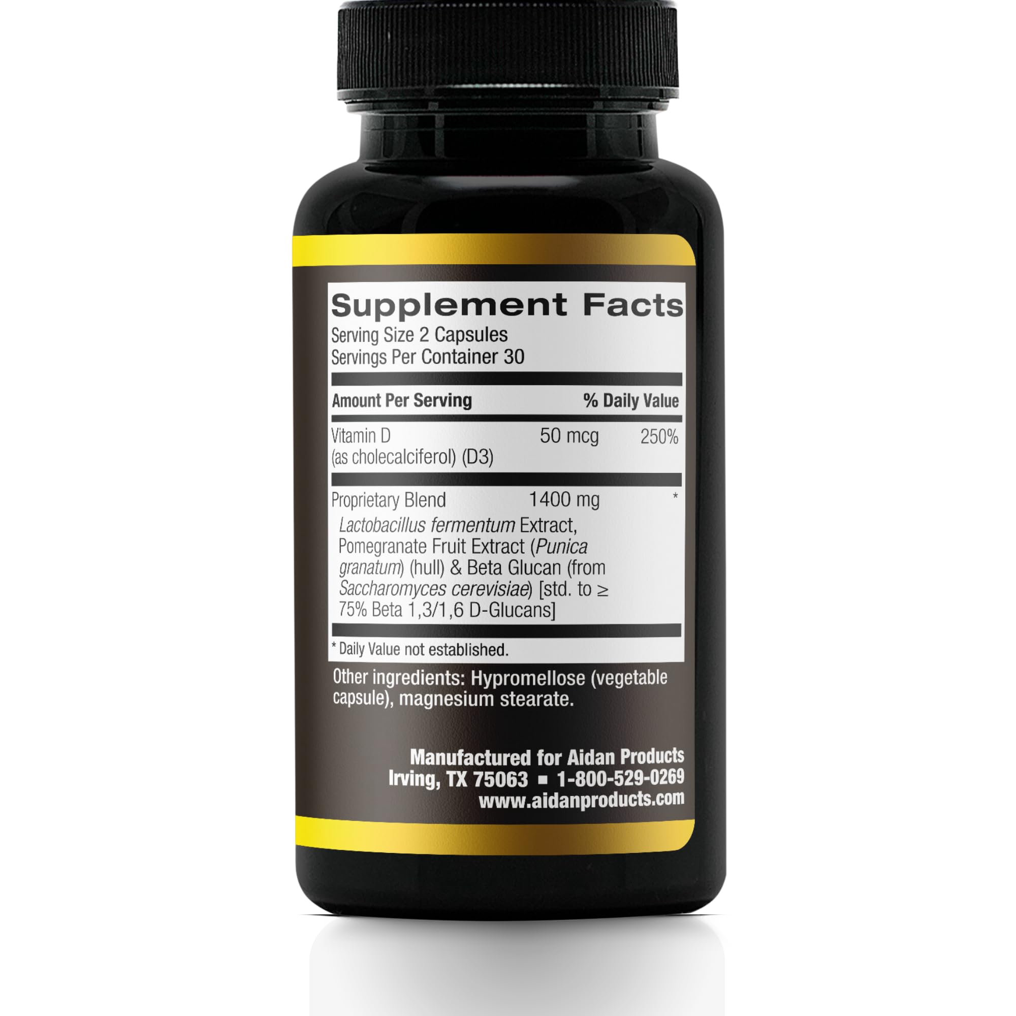 Aidan Products Stem-Kine etiqueta frasco mostrando ingredientes clave