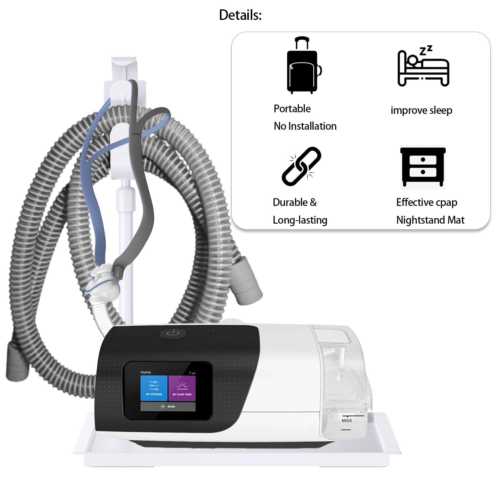 Aifeedi CPAP Protector Mat, tamaño universal, adaptable a modelos de sueño y fácil de transportar.