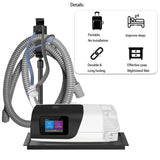 El gancho telescópico para manguera CPAP eleva la manguera para evitar tensión.