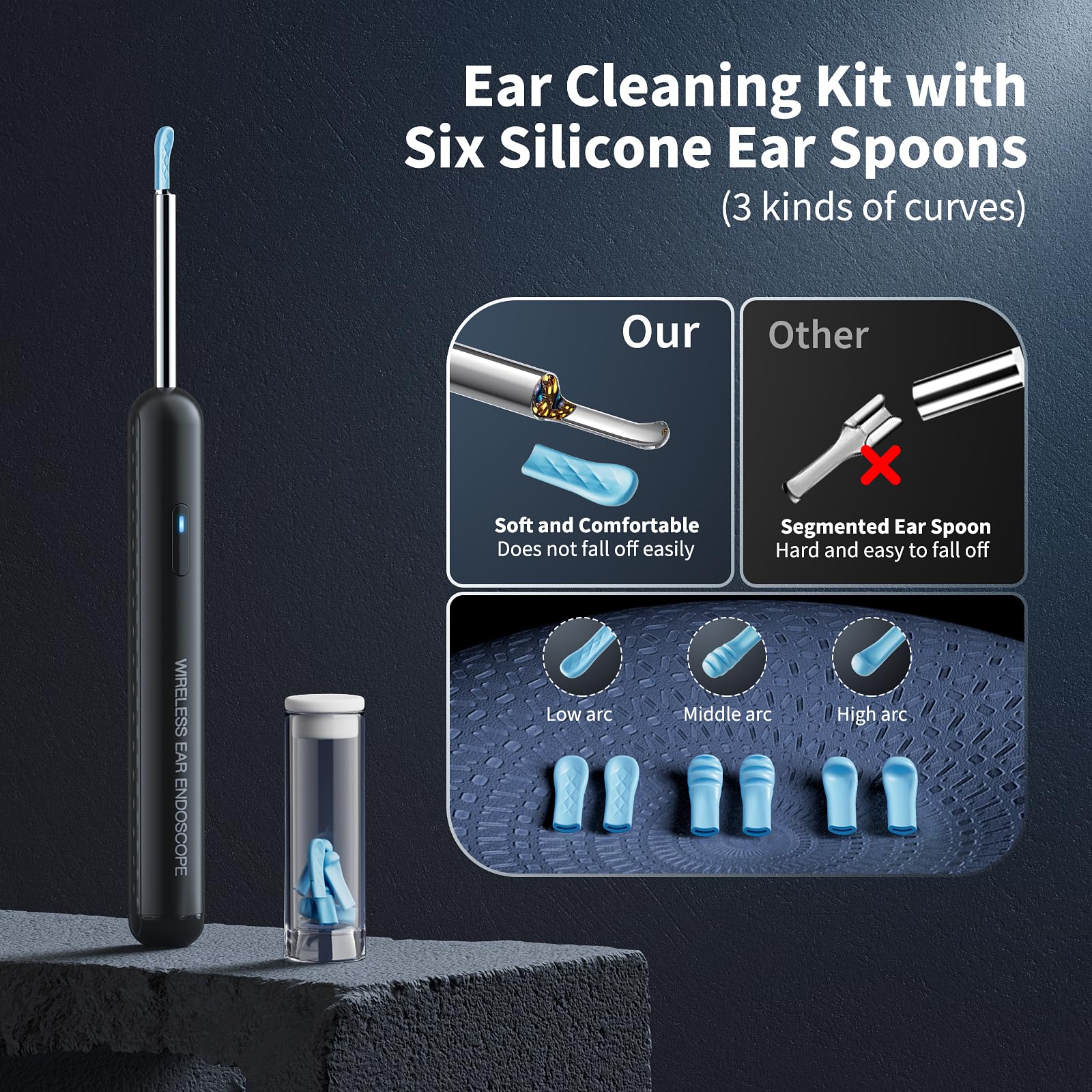 AIFINI cucharas de silicona curvadas en 3 tamaños para comodidad.