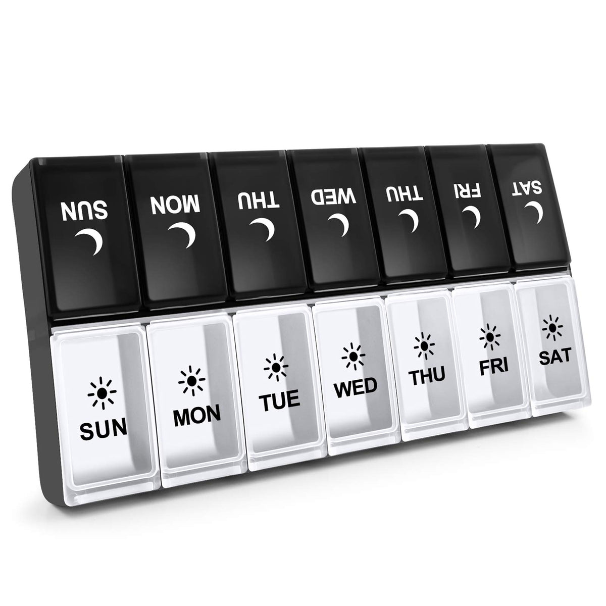 Organizador semanal de pildoras Aigret Future con dia y noche para toda la semana.