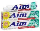 Pasta dental AIM blanqueadora con gel de menta para frescura diaria