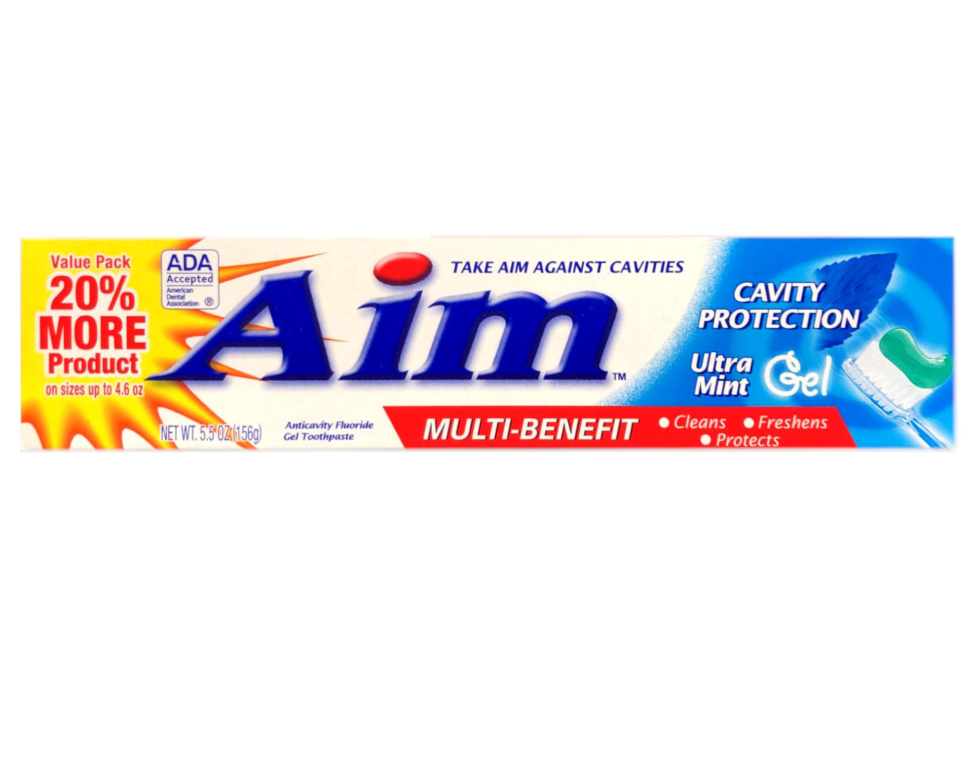 AIM Ultra Menta en tubo, uso diario y posible protección anticaries.