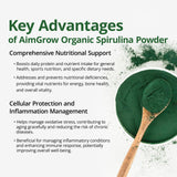 Aimgrow Spirulina Orgánica, proteína alta para dietas veganas.