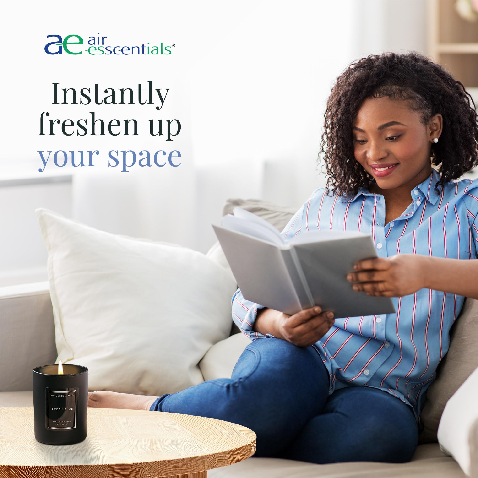Air Esscentials empaque vela vaso cristal, regalo elegante para casa.