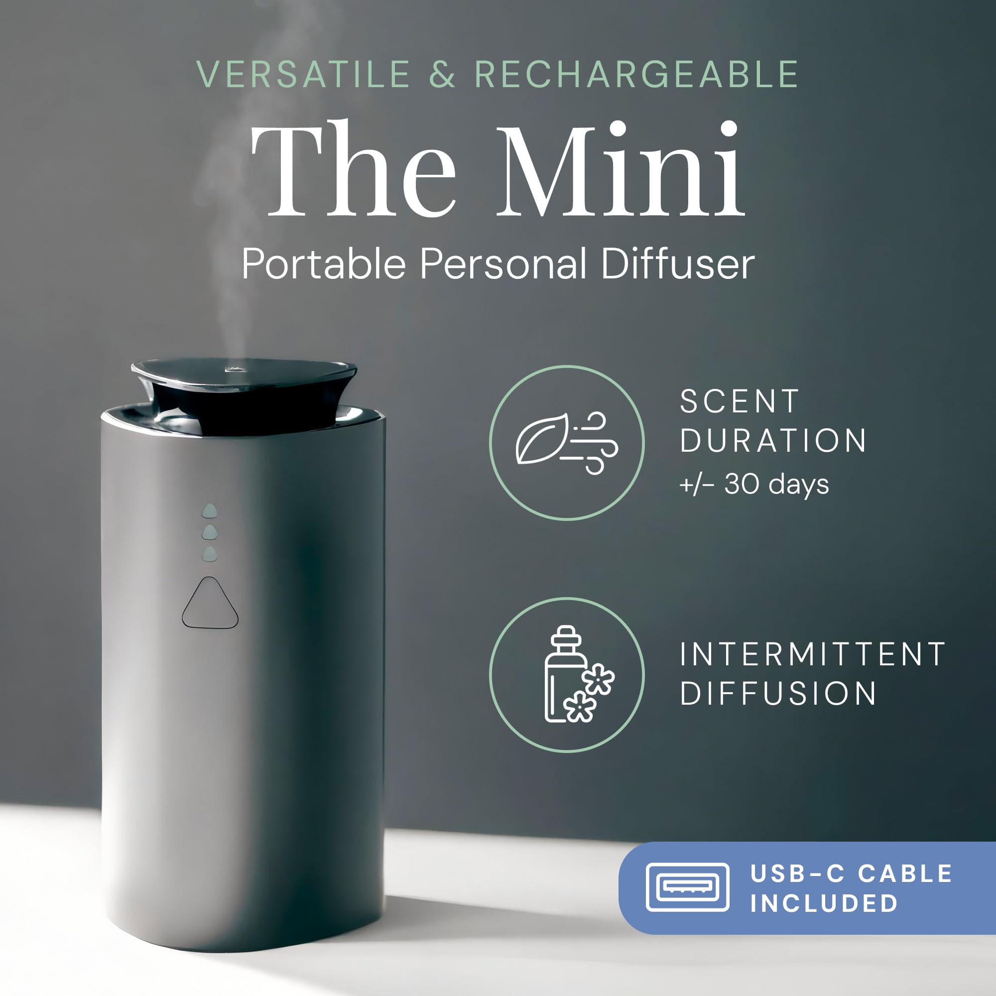 Air Esscentials Mini Difusor portátil sobre mesa para espacios pequeños.