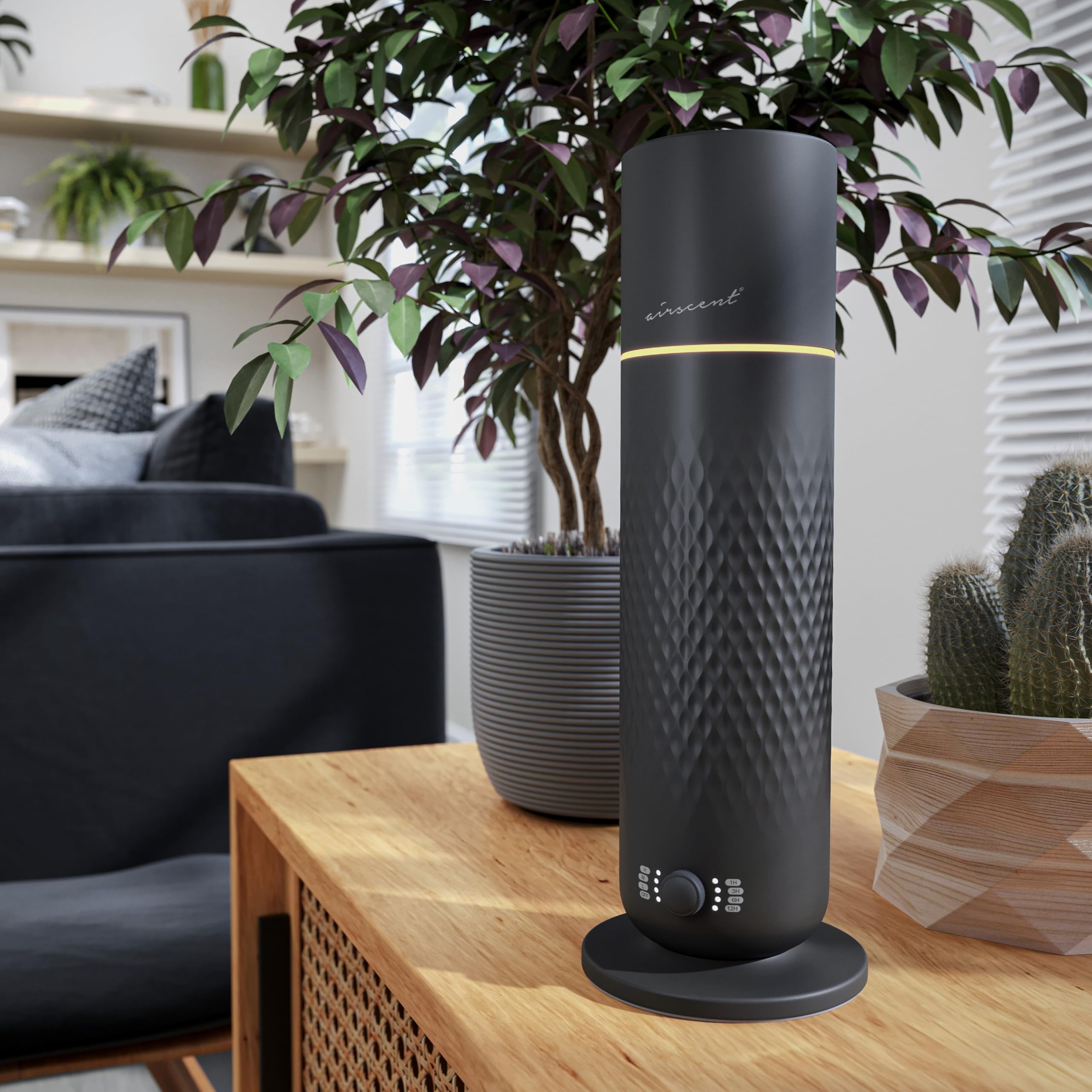 Air-Scent difusor negro demuestra diseño contemporáneo para espacios elegantes