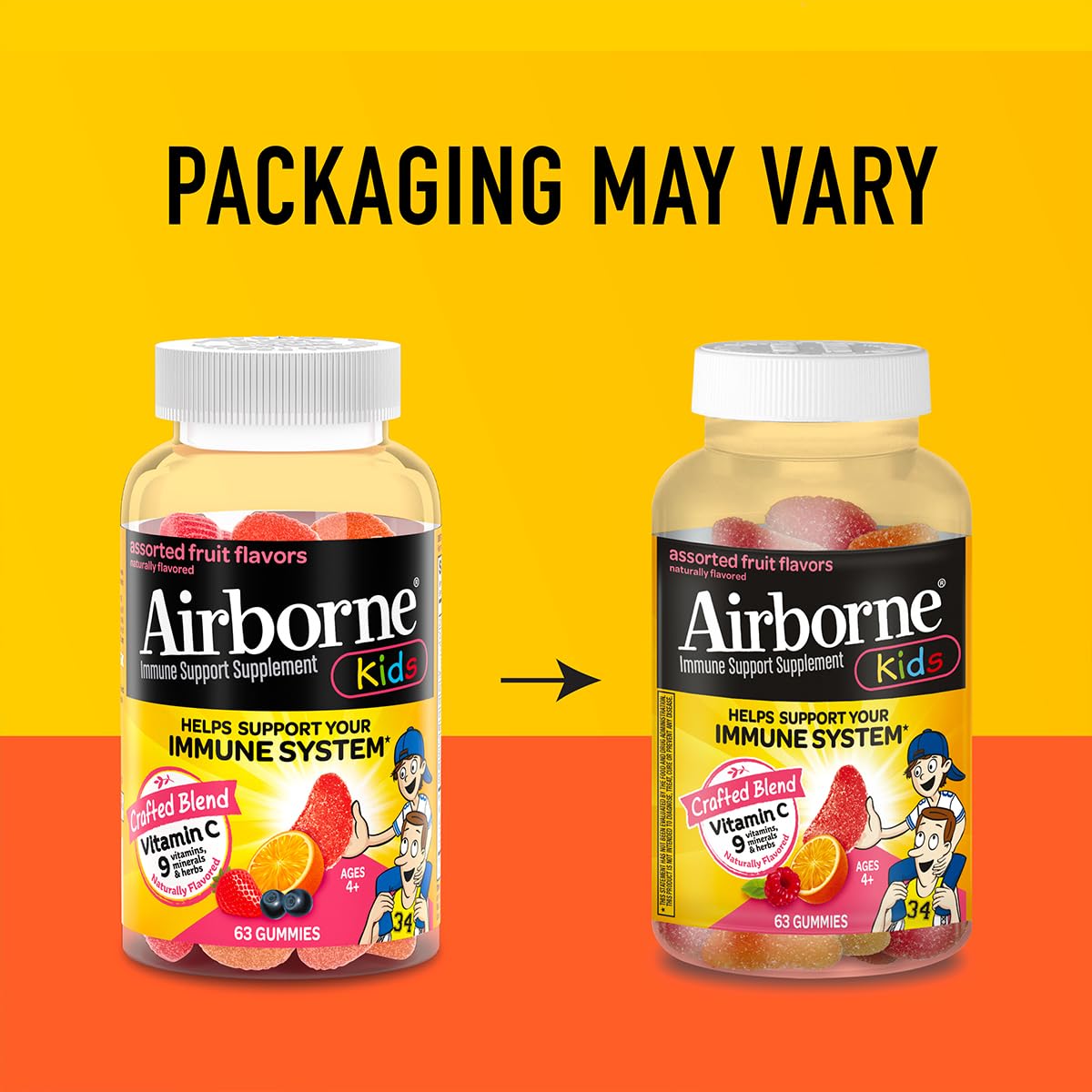 Instrucciones de consumo para niños de 4 años o más con Airborne.