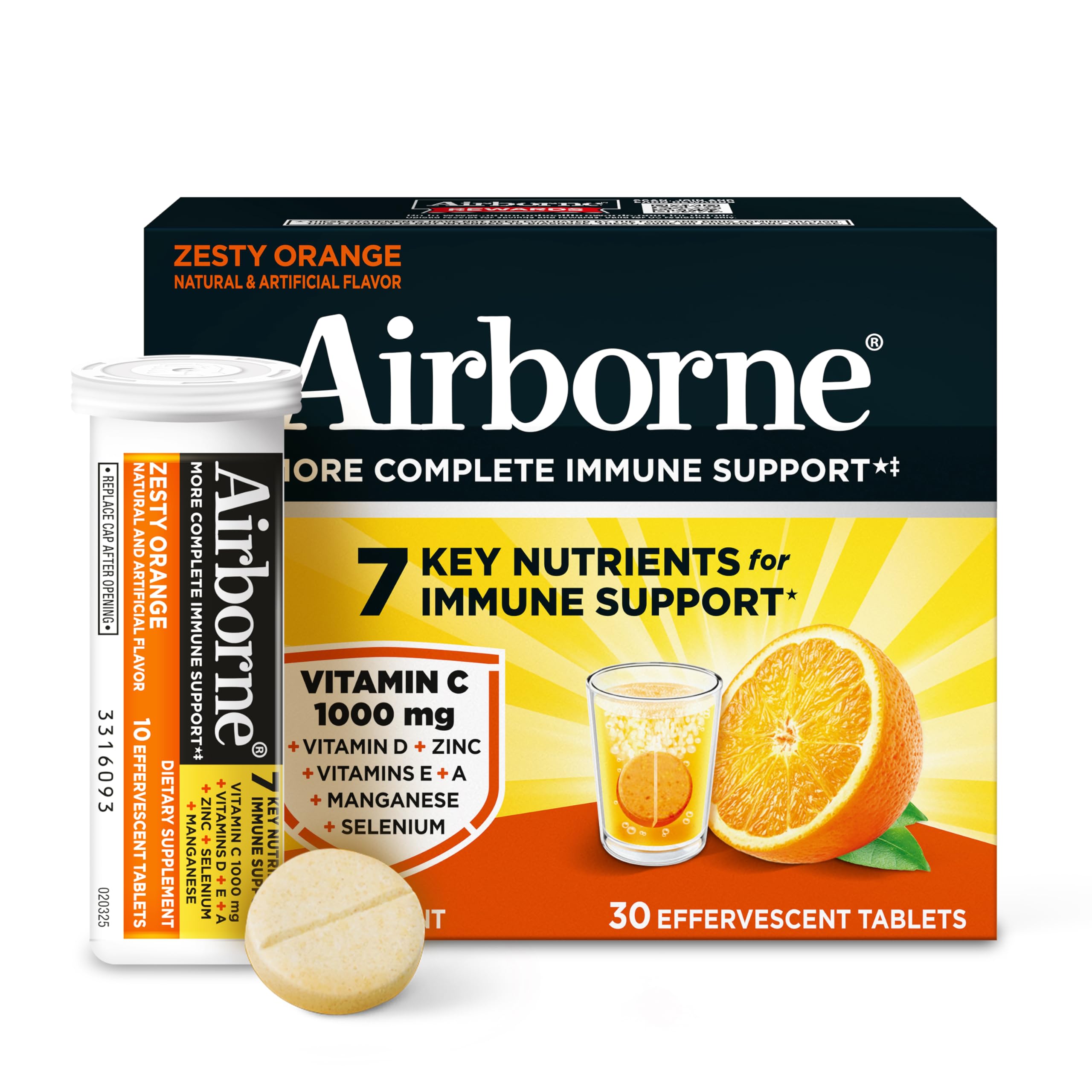 Airborne tableta efervescente naranja para energía diaria