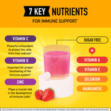Airborne vitamina C 1000mg, tabletas efervescentes disolviéndose en agua, sabor frutos rojos