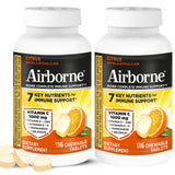 Airborne tabletas vitamina C y zinc, sabor cítrico, bote visible para uso diario.