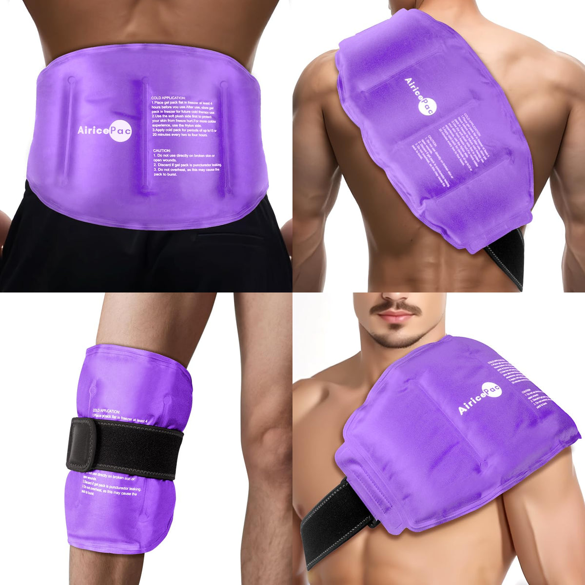 AiricePac bolsa de hielo grande con cubierta suave para alivio inmediato.