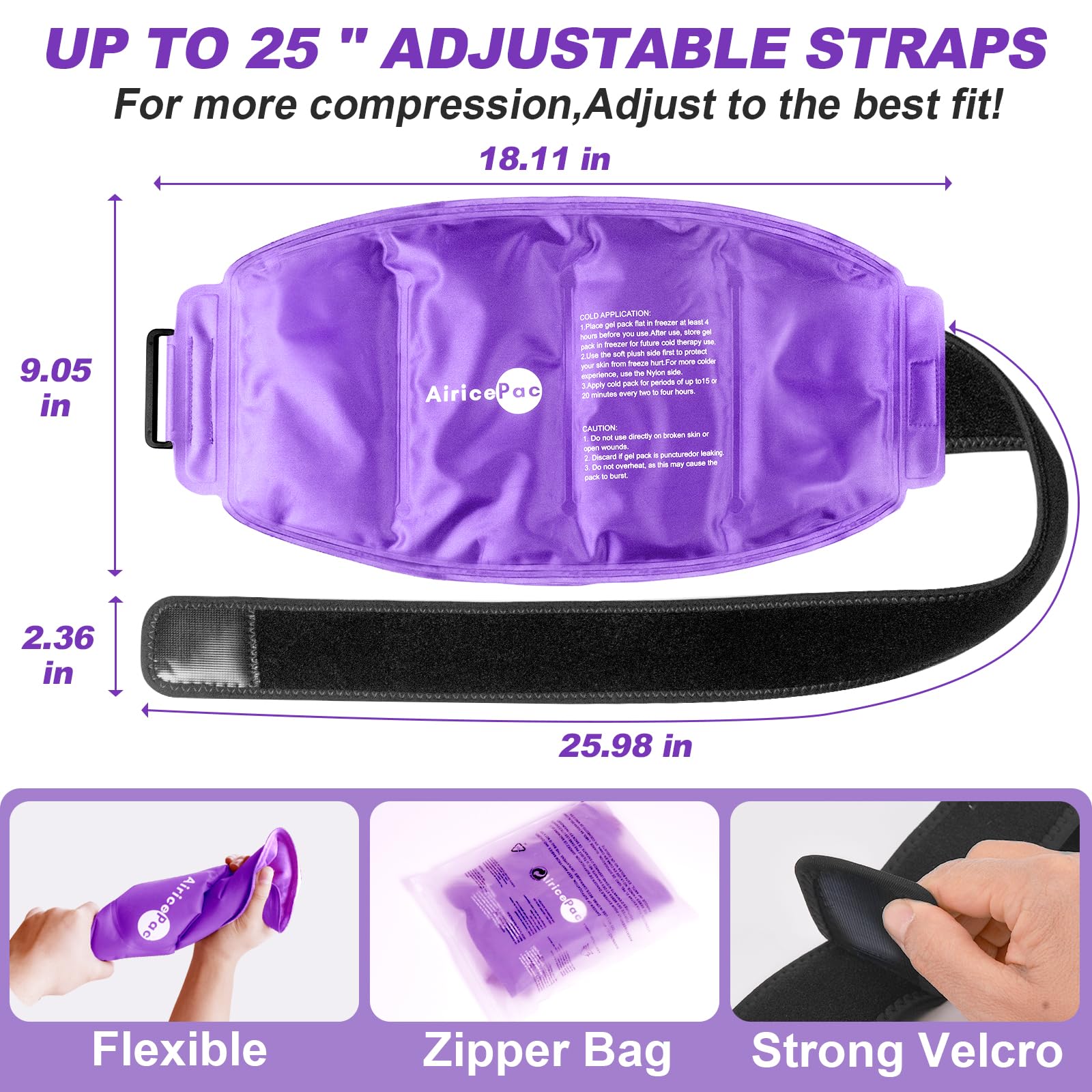 AiricePac bolsa de hielo grande para usos múltiples en rodilla, hombro y espalda.