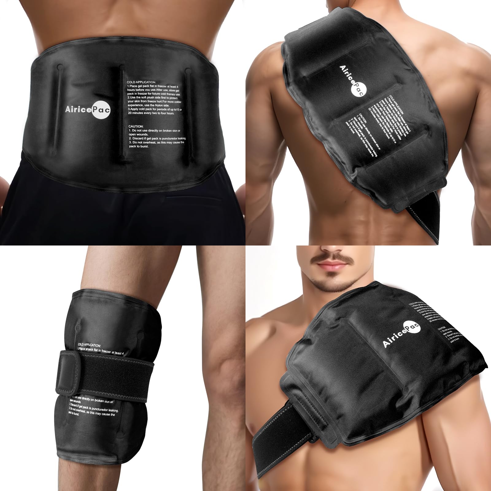 AiricePac compresa fría grande con cubierta de felpa para uso cómodo sin goteo.