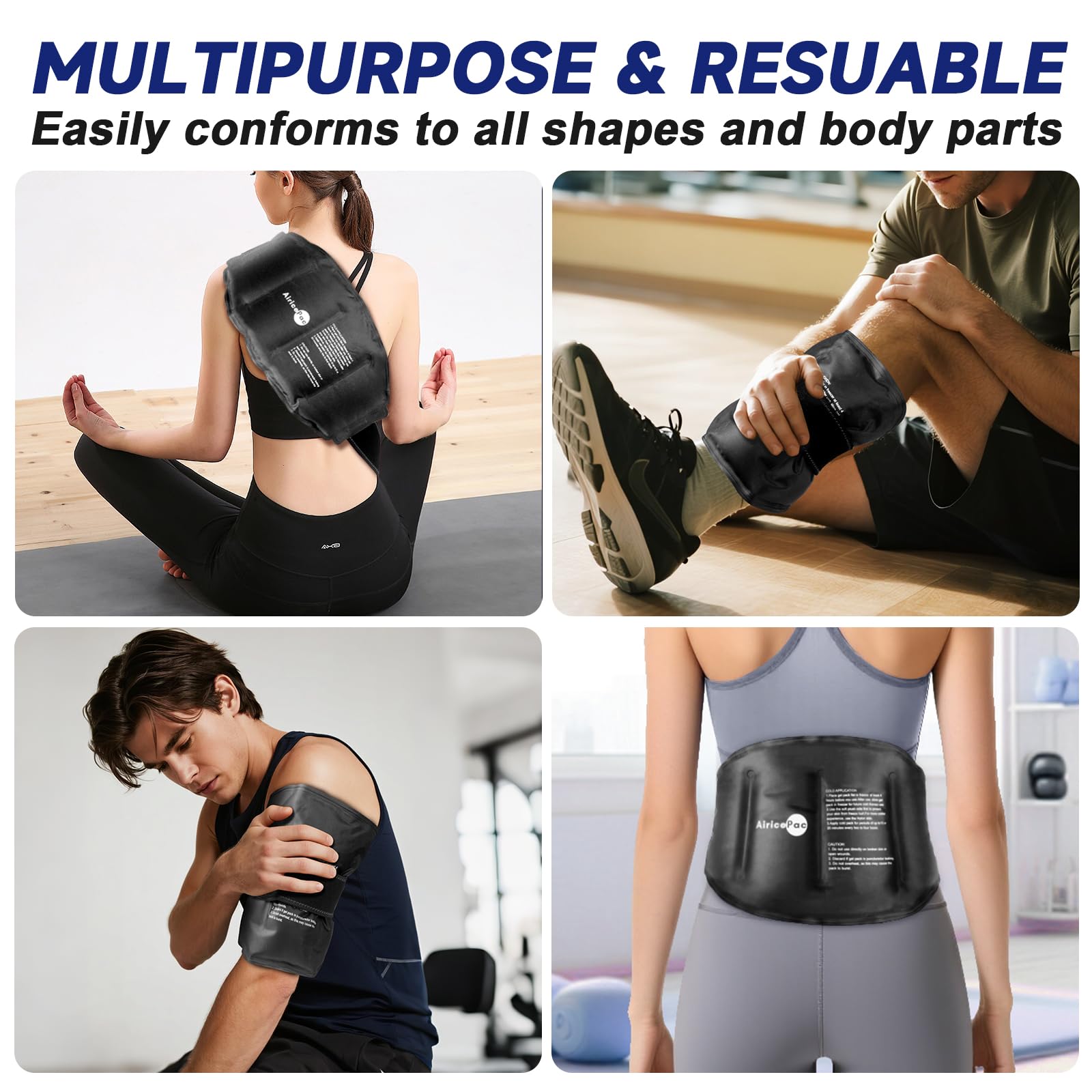 AiricePac compresa fría grande, diseño duradero y protección contra filtración de gel.