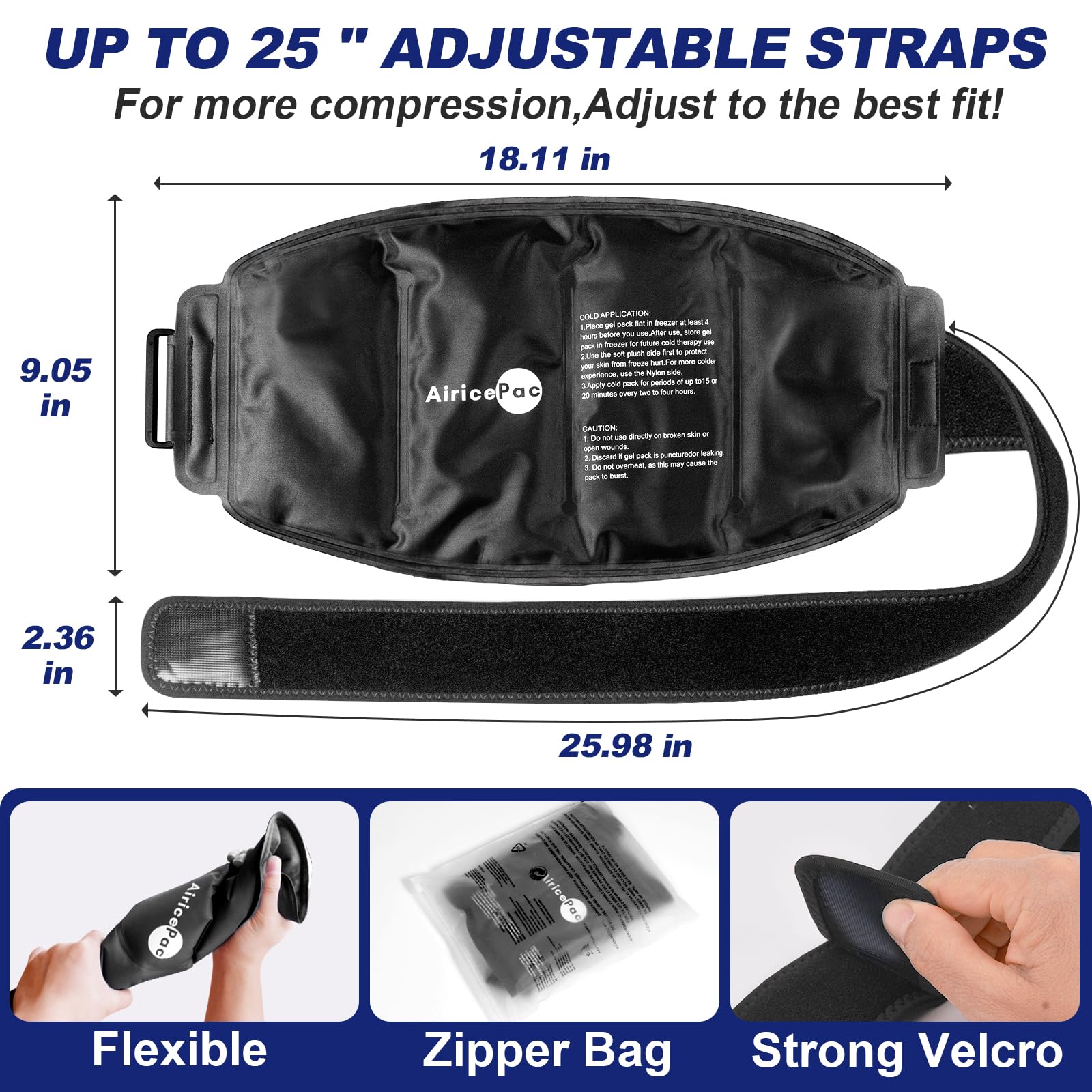 AiricePac compresa fría grande para uso tras ejercicio intenso.