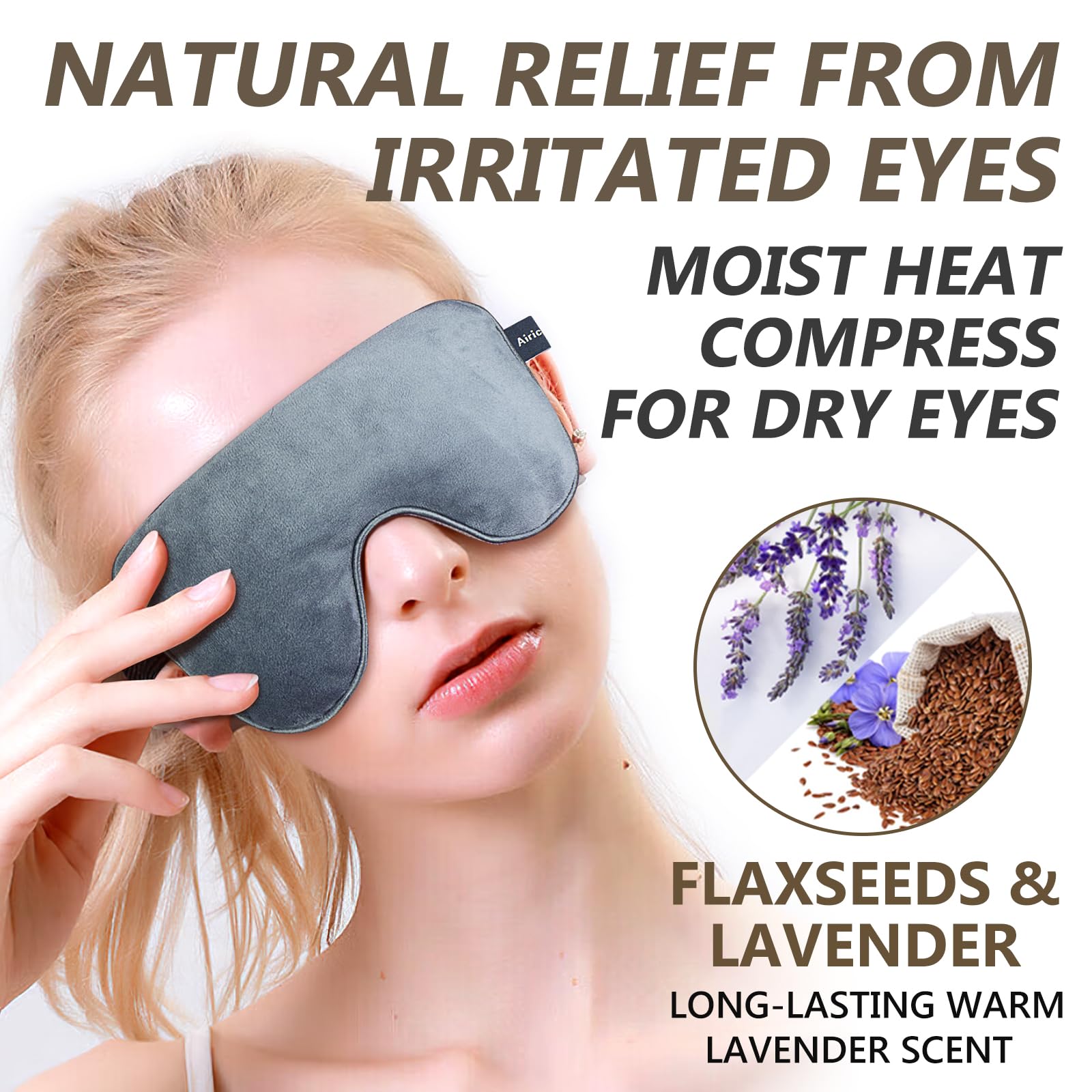 AiricePac mascarilla de ojos reutilizable para alivio suave de molestias oculares