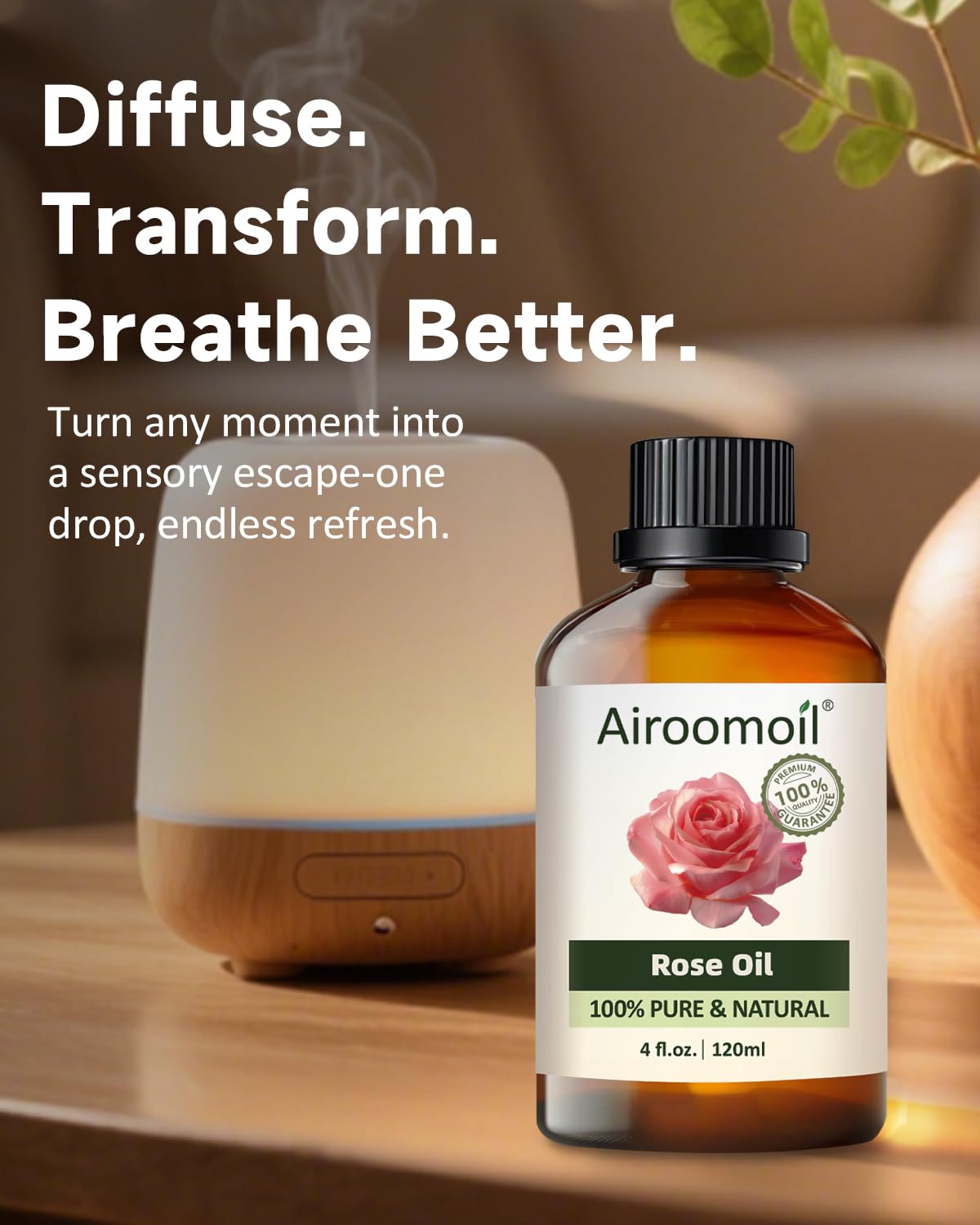 Airoomoil aceite esencial de rosa para baños y aromaterapia