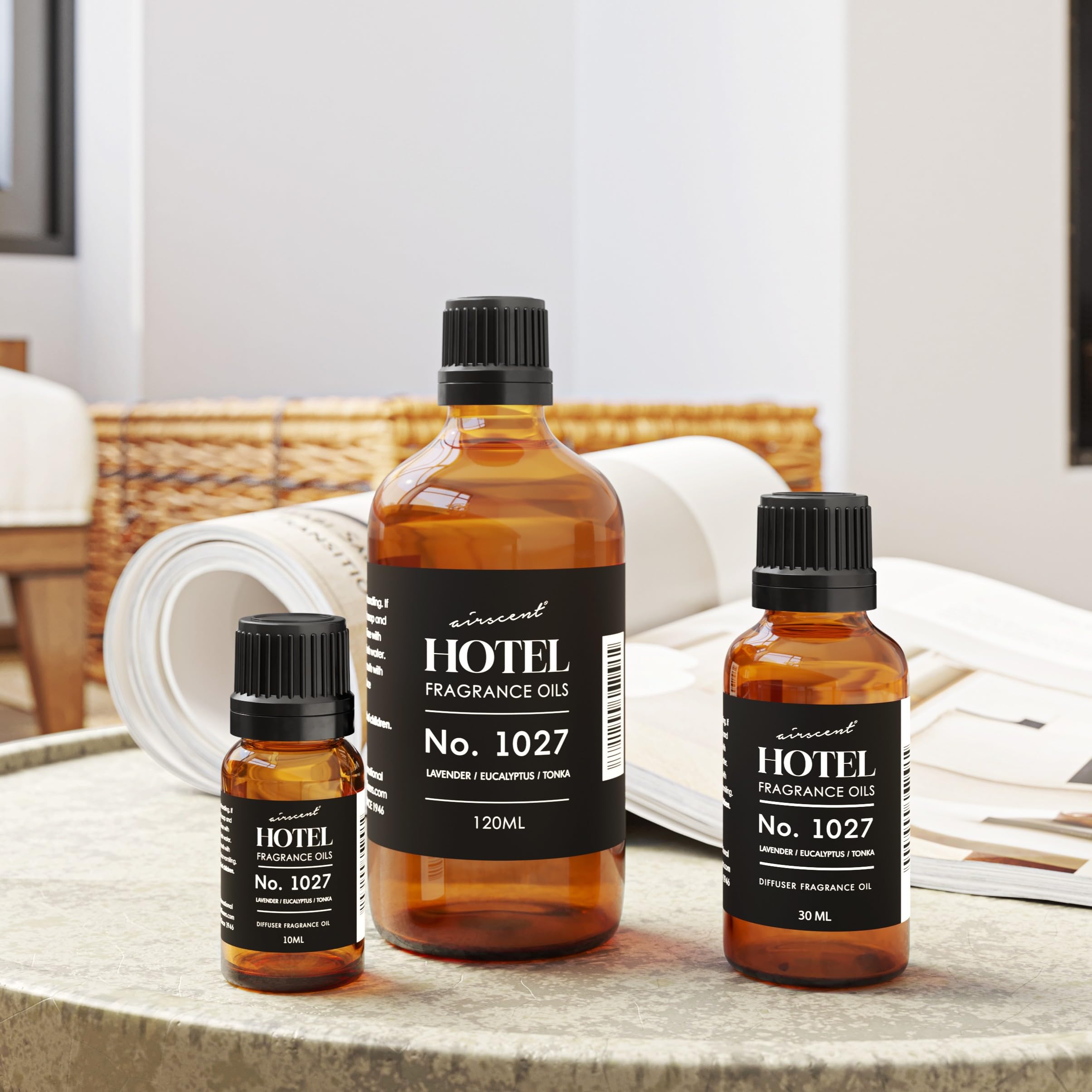 Air-Scent 1027, notas de eucalipto, sensación refrescante para espacios.