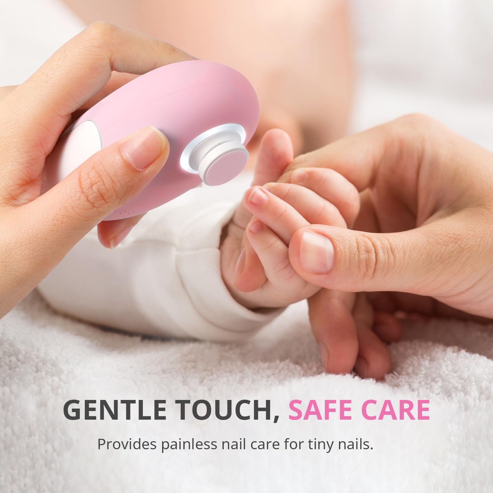 Kit de cuidado diario de uñas para bebé en rosa dulce.
