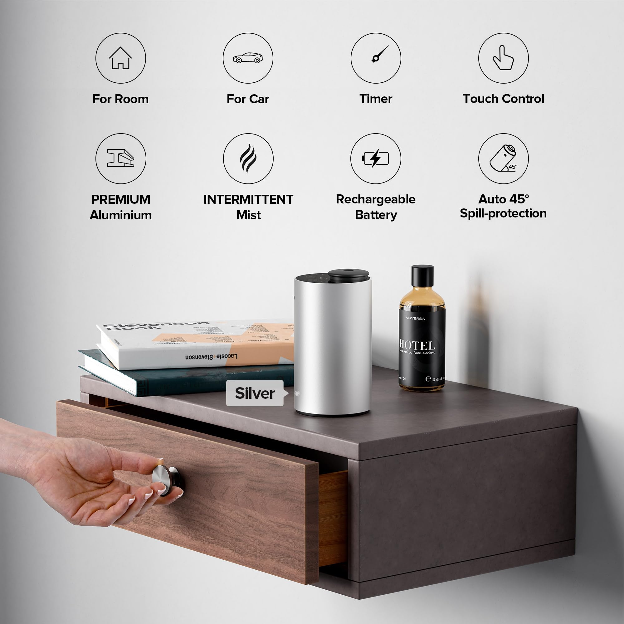 Airversa difusor de aluminio anodizado para un ambiente elegante.