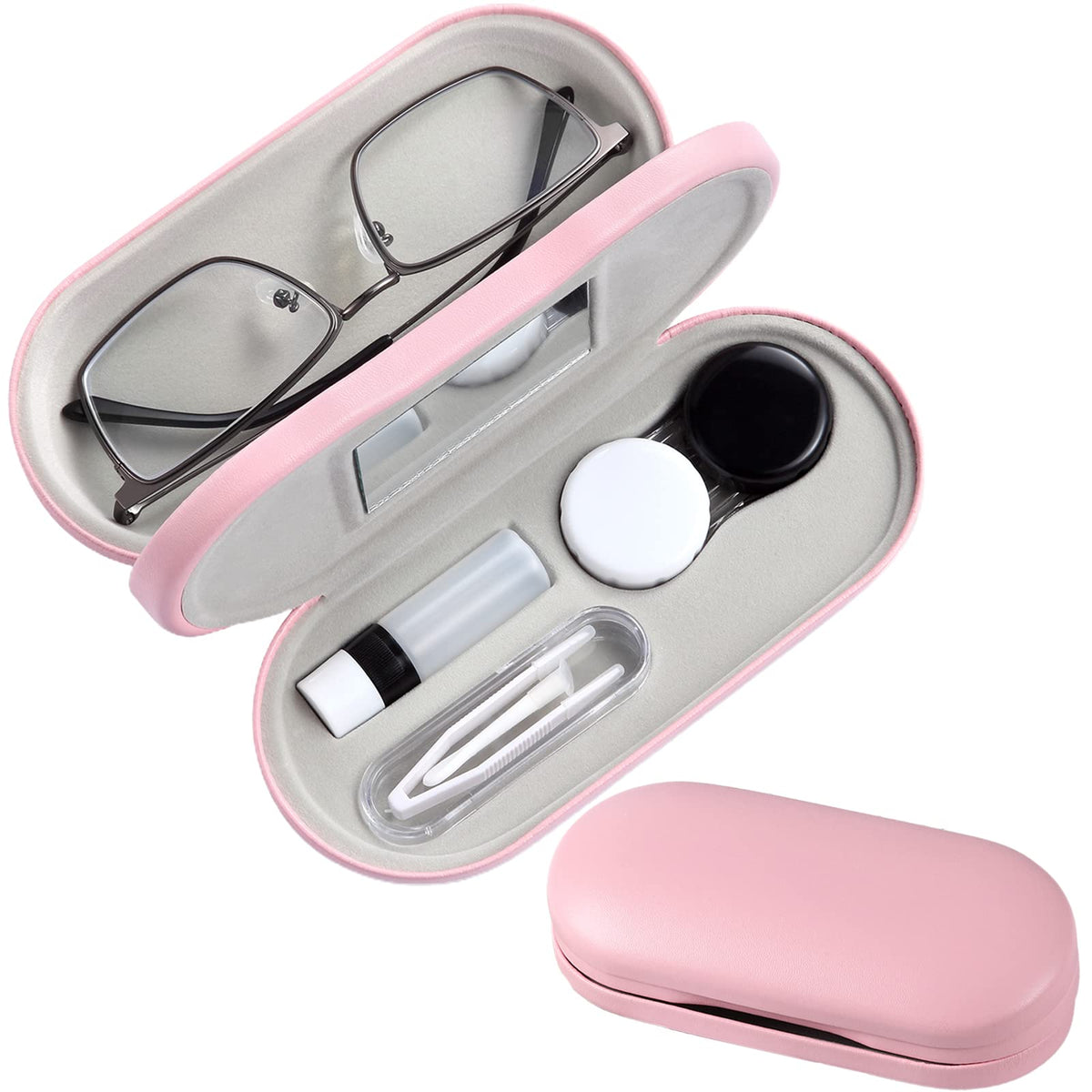 AITIME Caja lentes doble 2en1 mármol, protección para gafas en viaje.